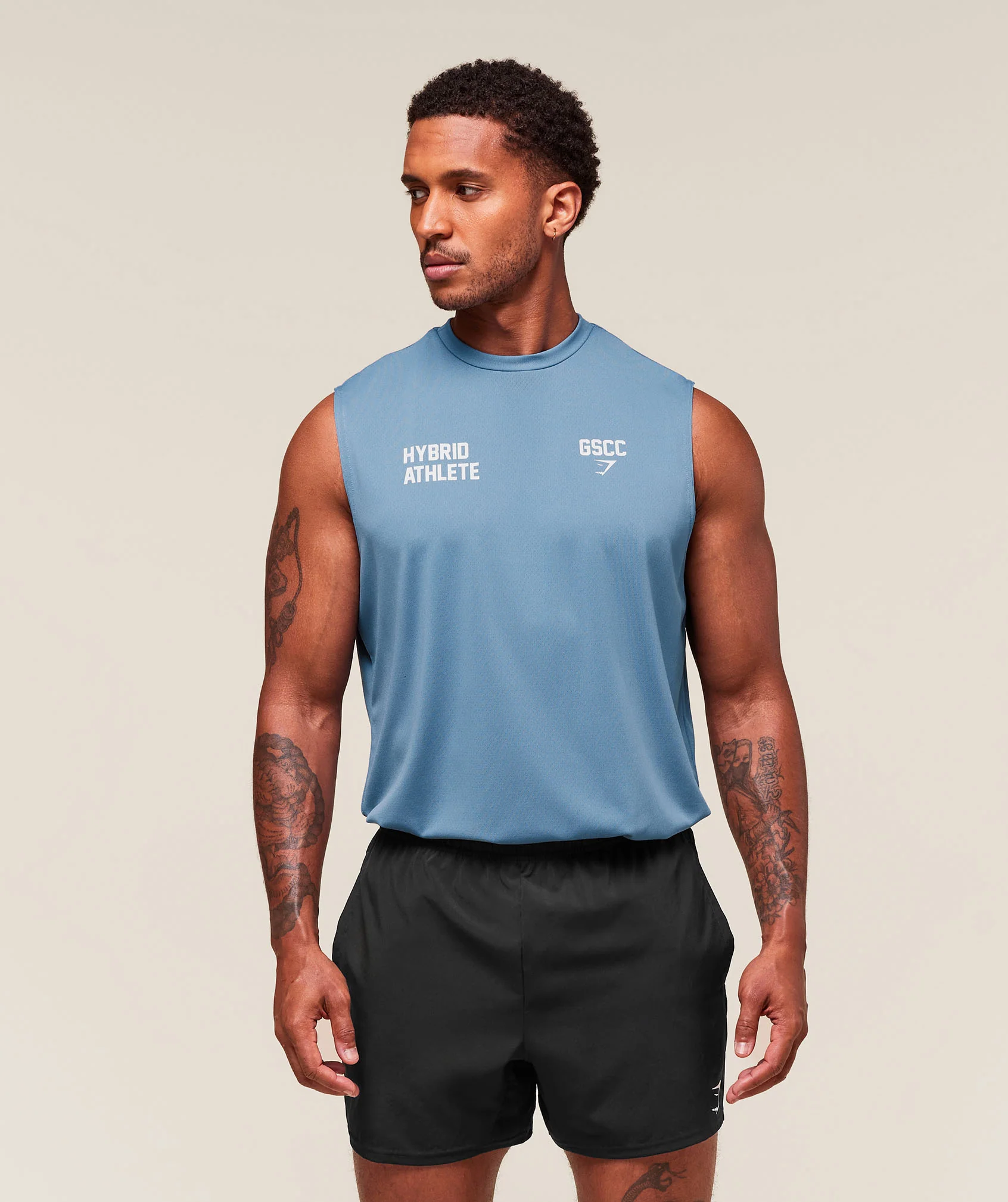 Gymshark Hybrid Athlete Cut Off Tank - Classic Blue - Image 2