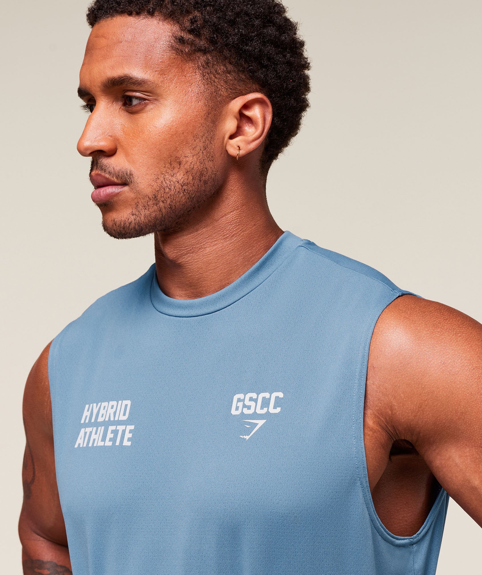 Gymshark Hybrid Athlete Cut Off Tank - Classic Blue - Image 7