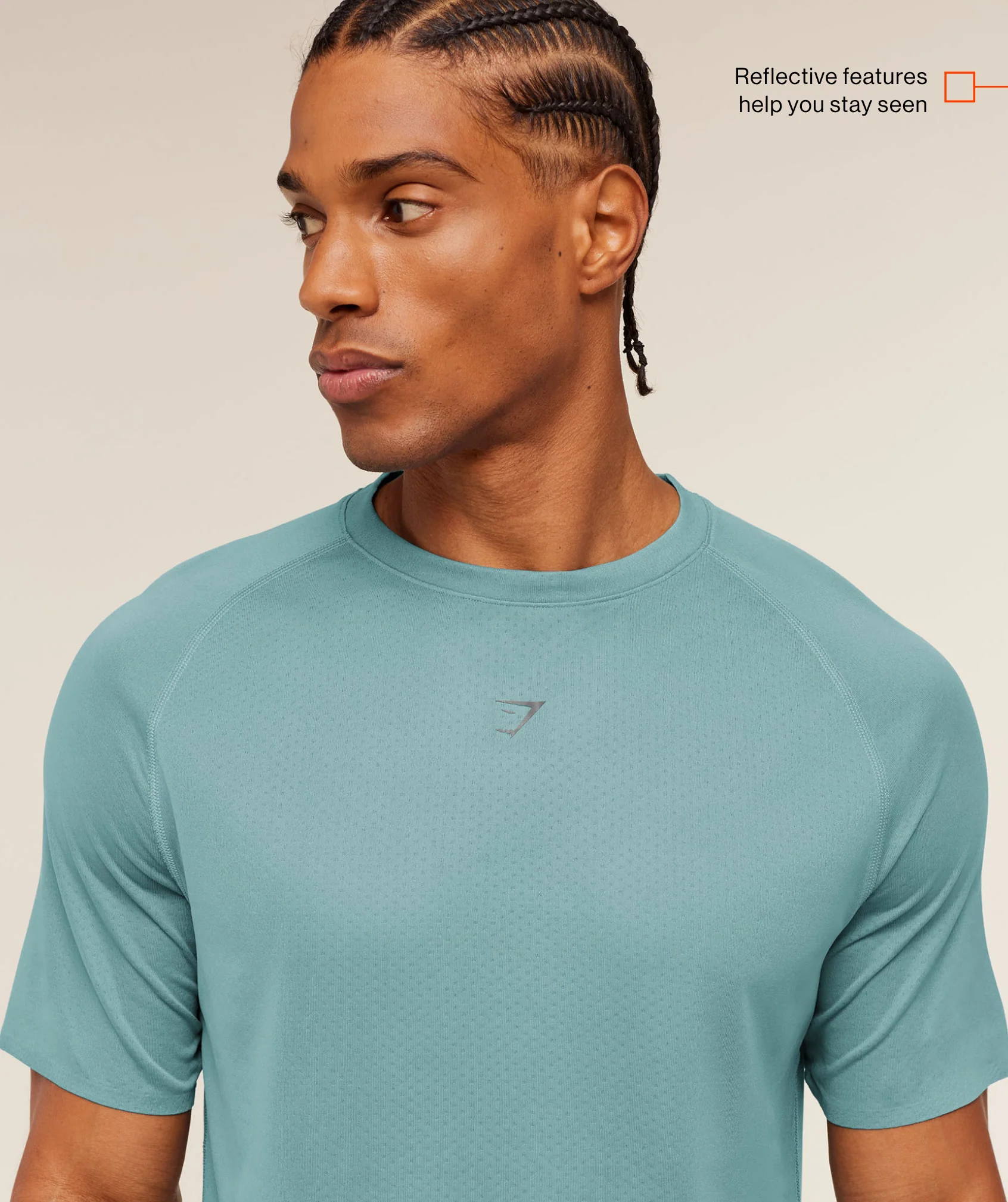 Gymshark Hybrid Engineered Jacquard T-Shirt - Storm Blue - Image 2