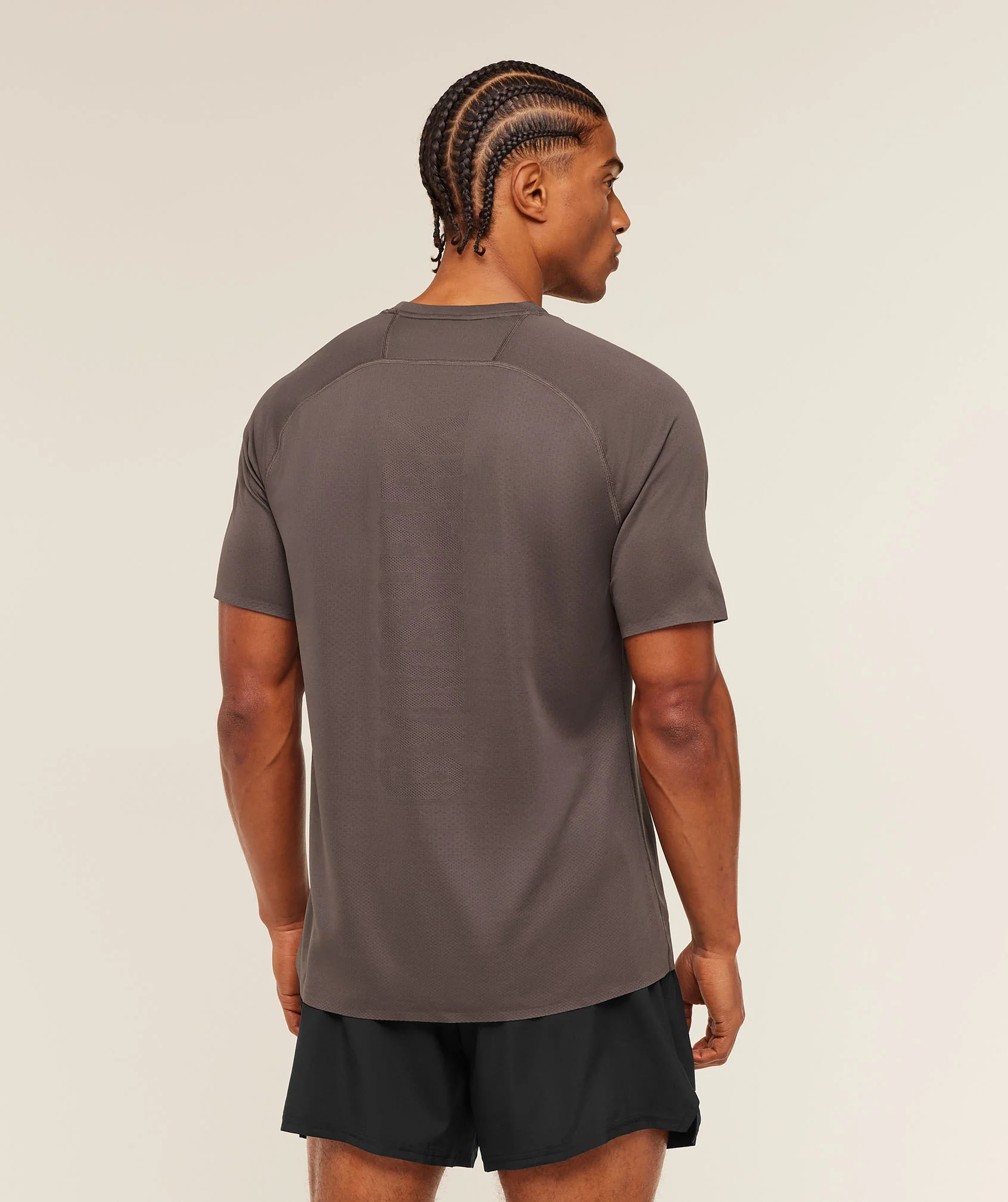 Gymshark Hybrid Engineered Jacquard T-Shirt - Cool Brown - Image 3