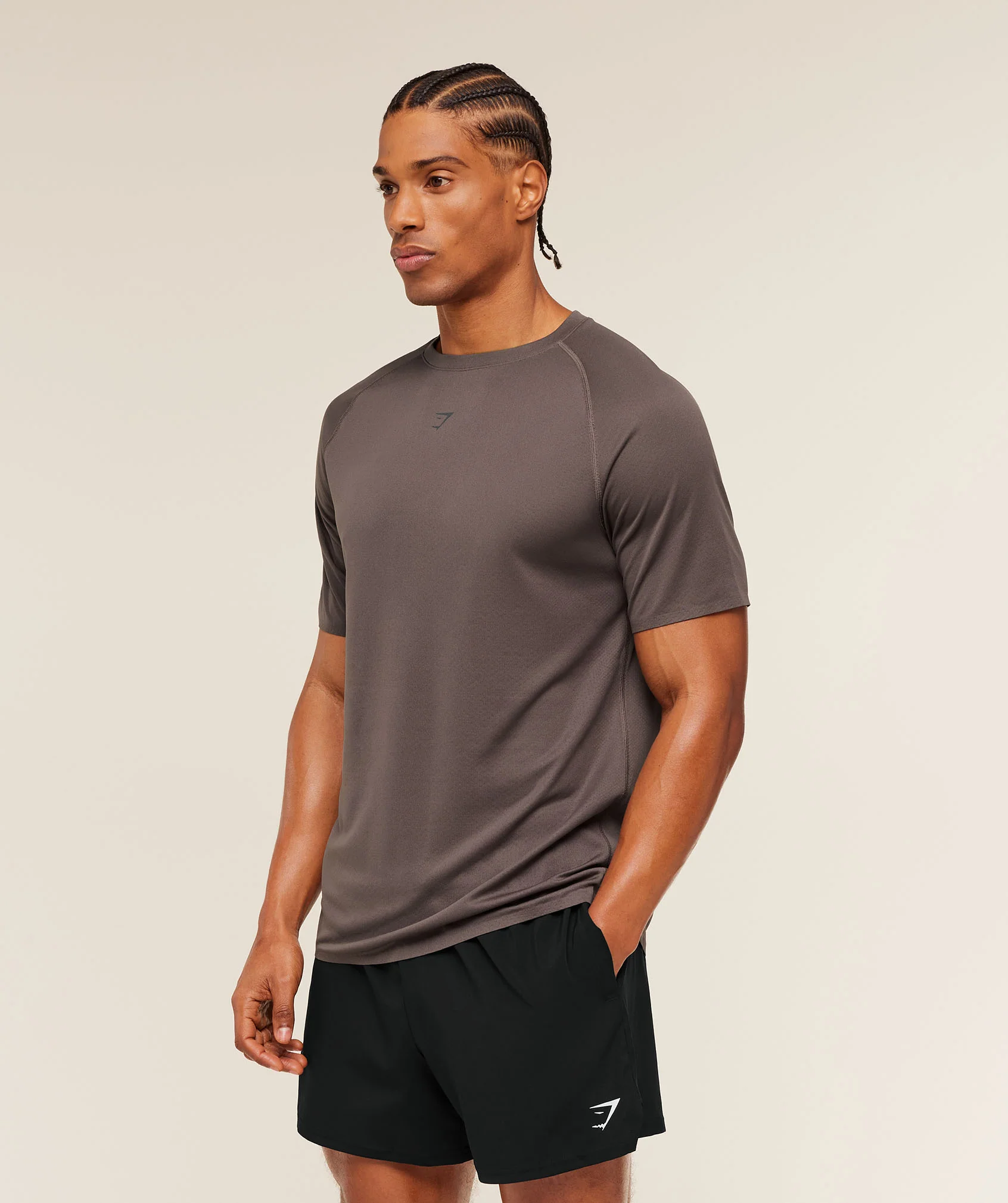 Gymshark Hybrid Engineered Jacquard T-Shirt - Cool Brown - Image 4