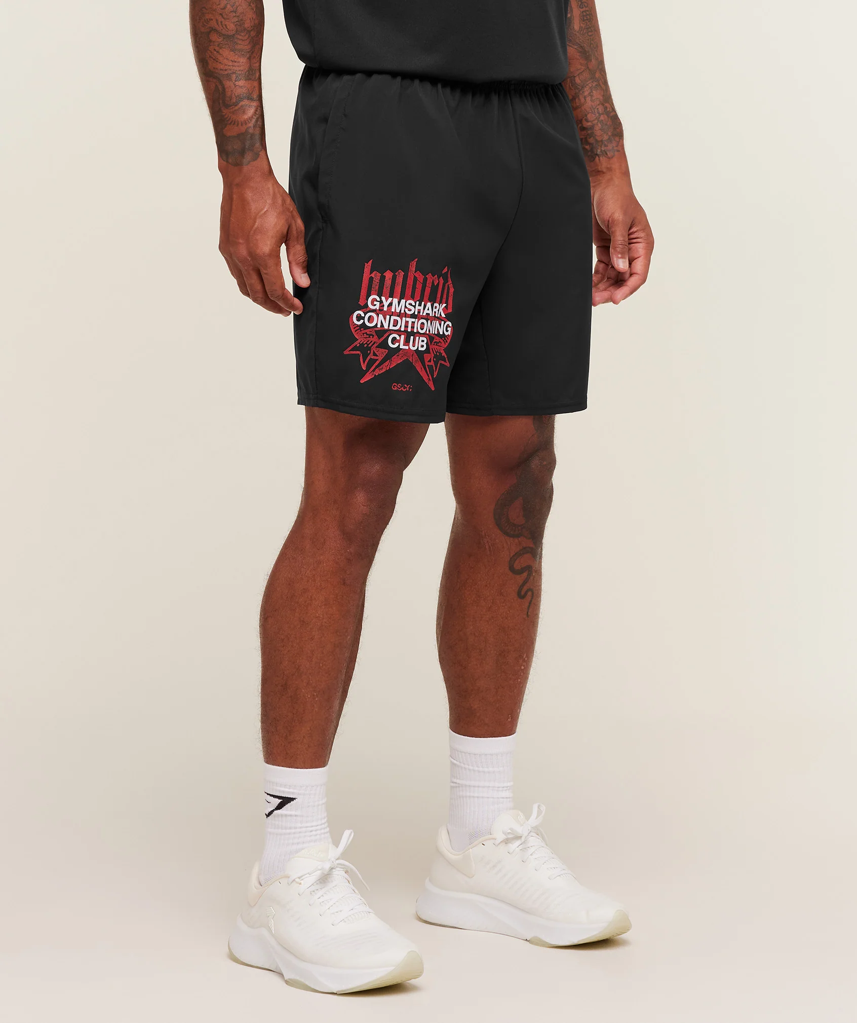 Gymshark Hybrid Graphic 7" Shorts - Black - Image 3