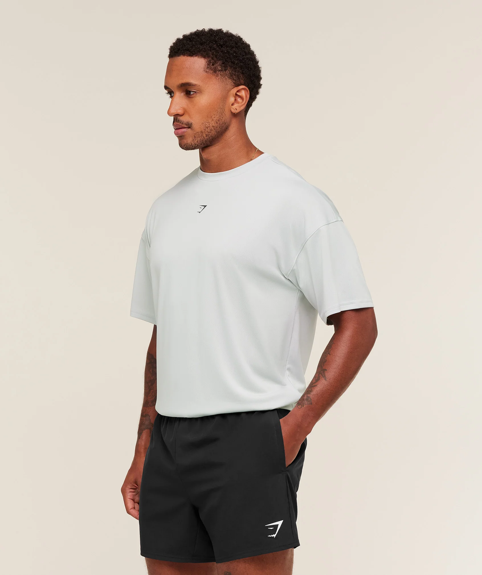 Gymshark Hybrid Graphic T-Shirt - Light Grey - Image 3