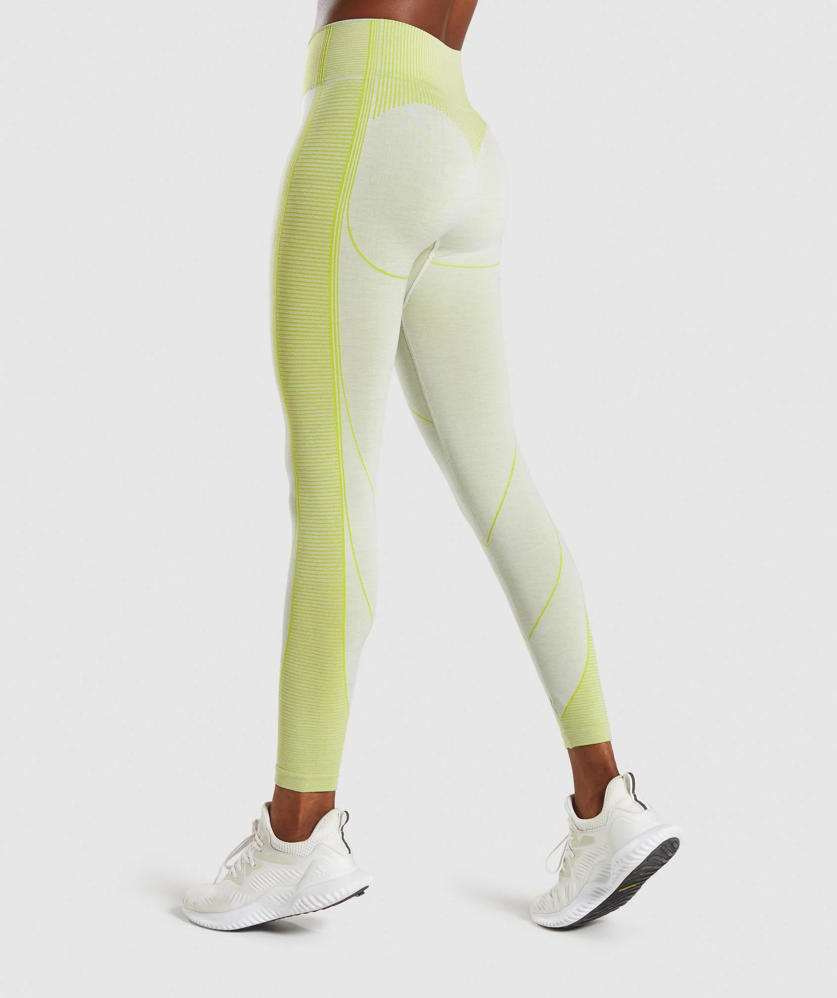 Gymshark Hyper Amplify Leggings - Light Grey Marl/Lime - Image 2