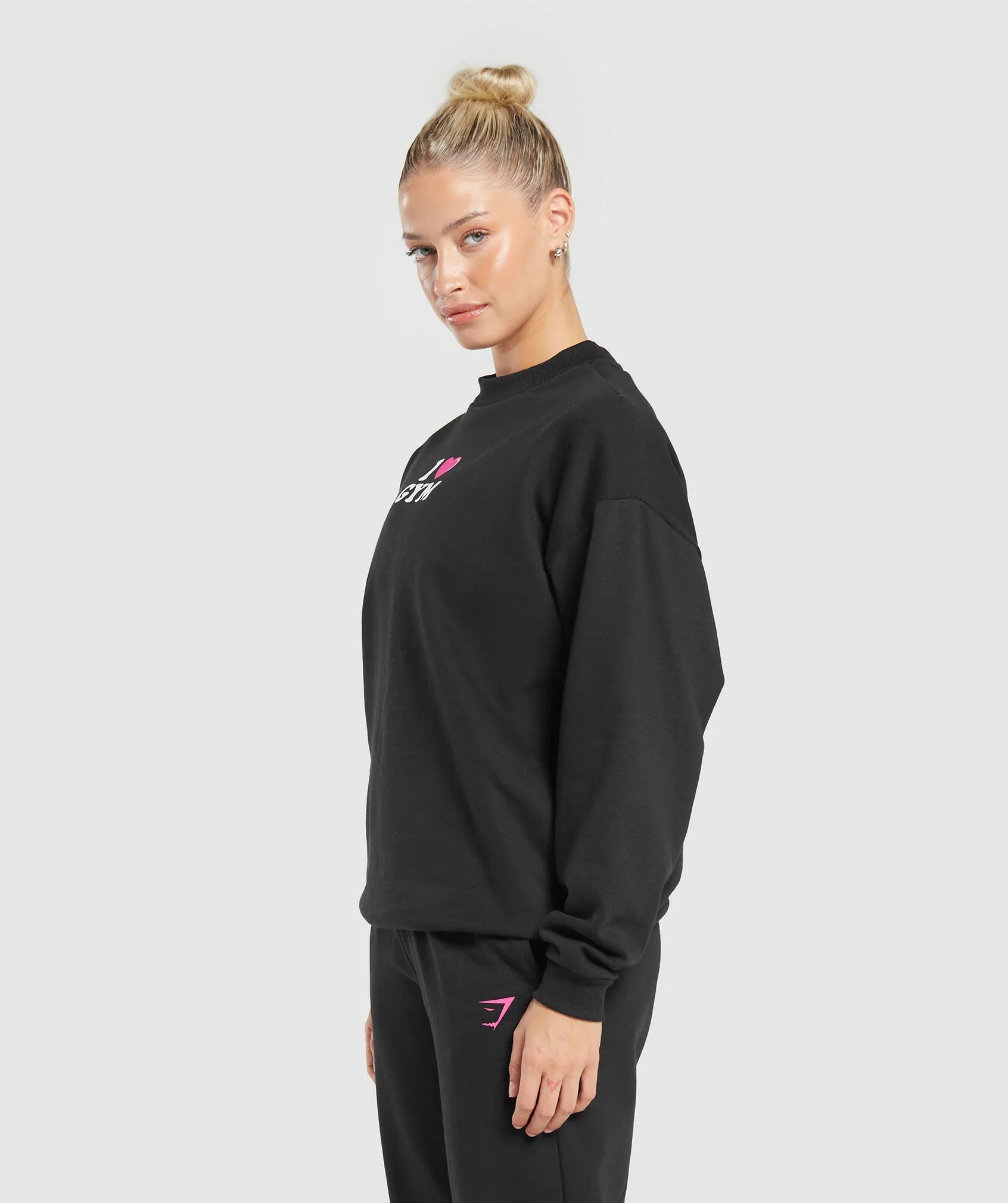Gymshark I Heart Gym Oversized Sweatshirt - Black - Image 3