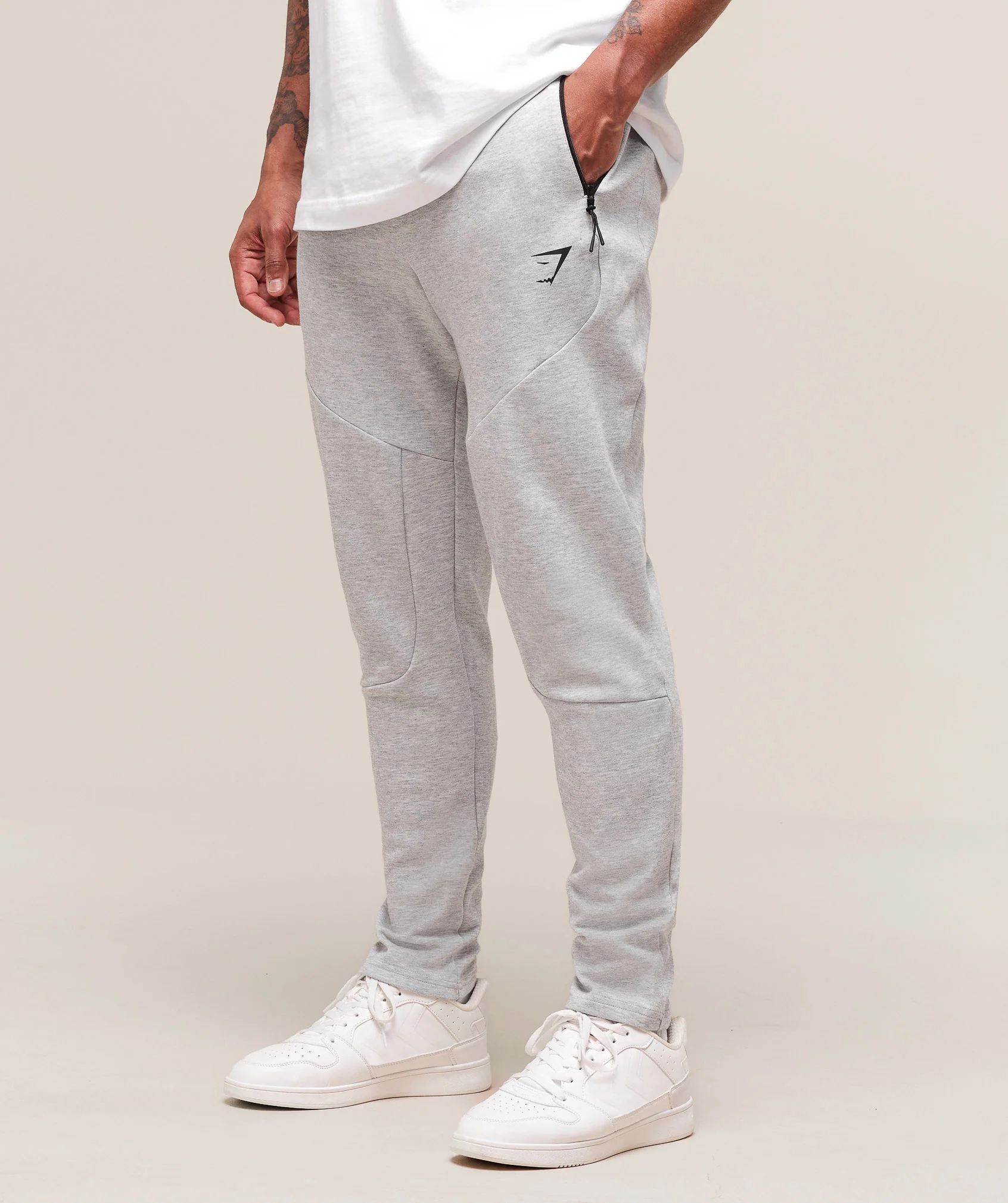Gymshark Interlock Tech Joggers - Light Grey Core Marl - Image 3