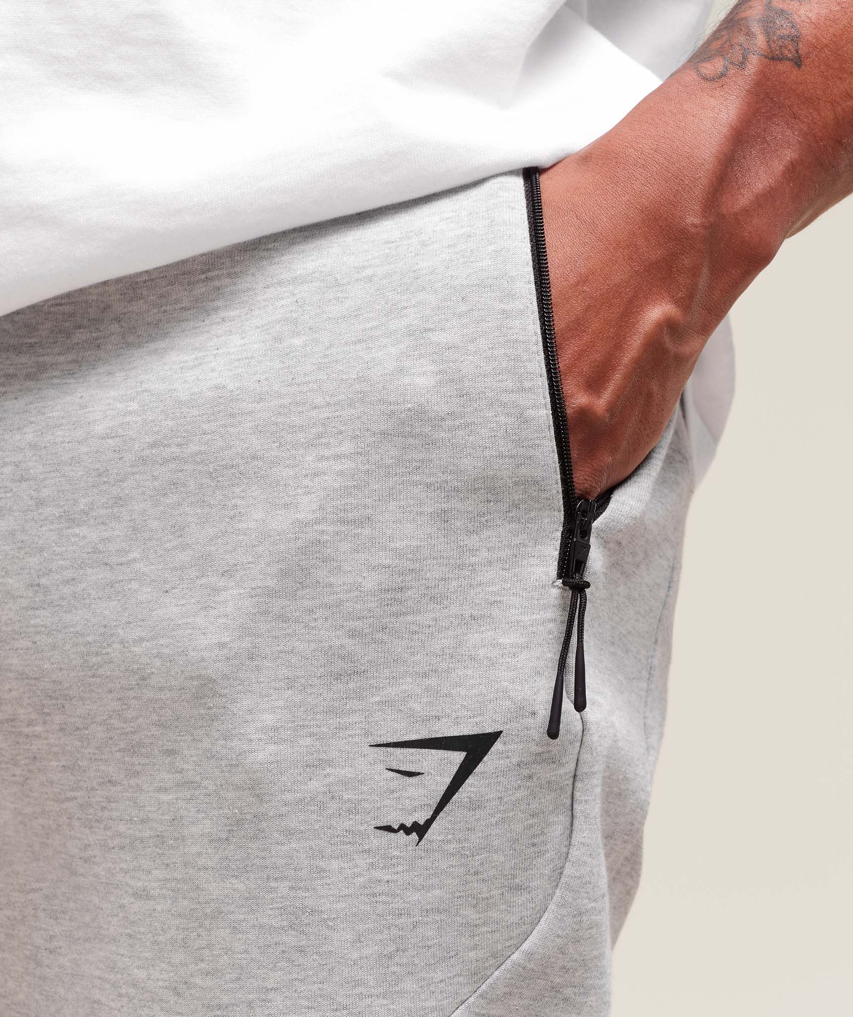 Gymshark Interlock Tech Joggers - Light Grey Core Marl - Image 4
