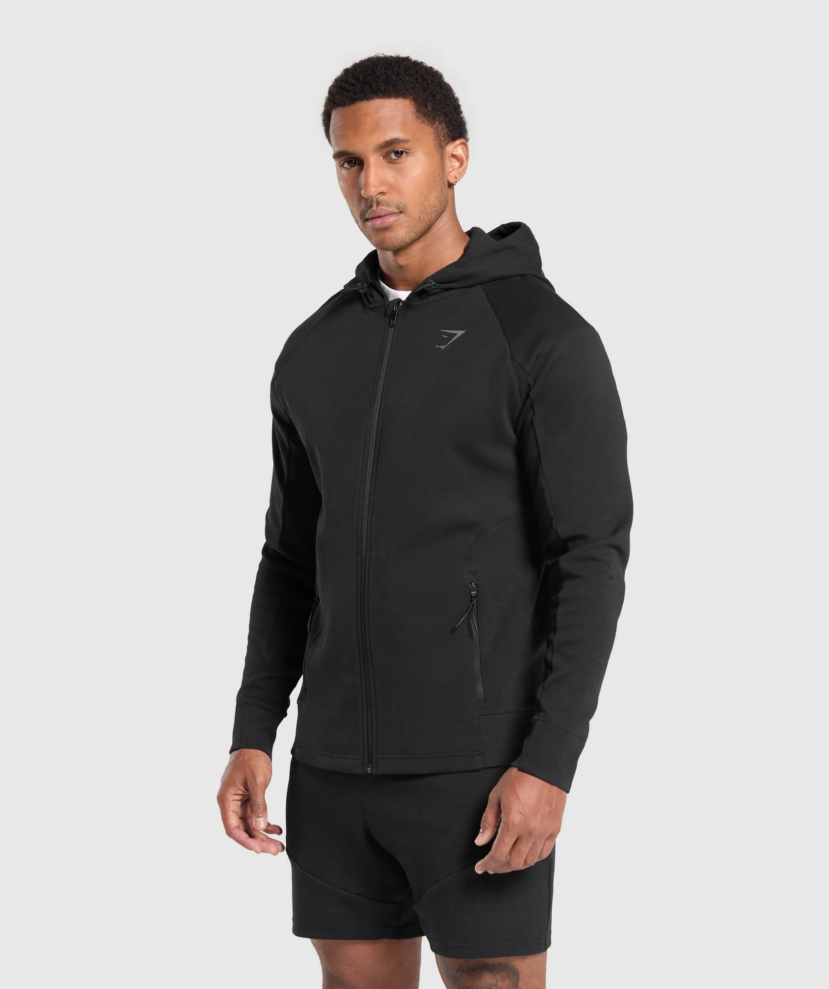 Gymshark Interlock Tech Zip Up Hoodie - Black - Image 3