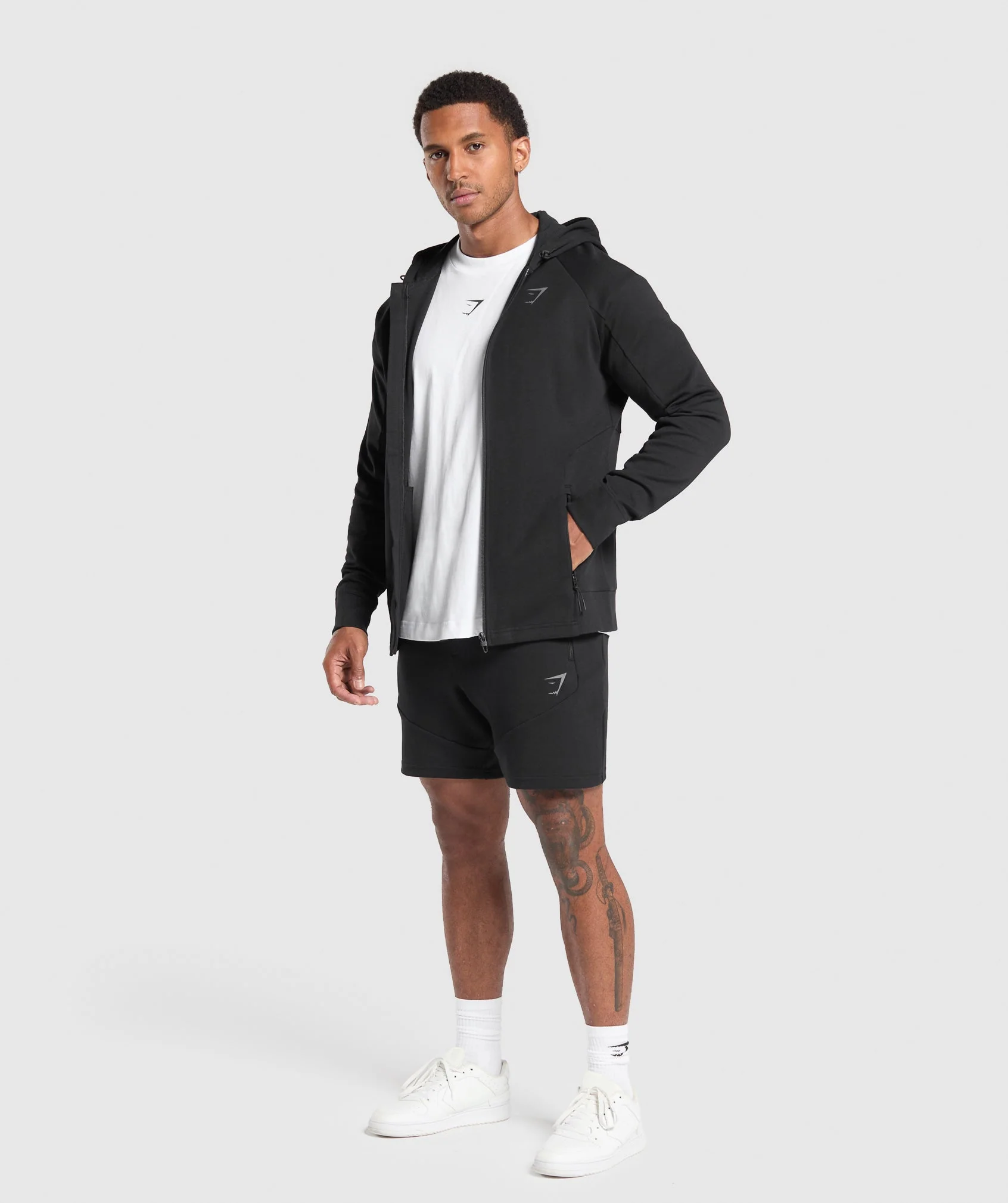 Gymshark Interlock Tech Zip Up Hoodie - Black - Image 4