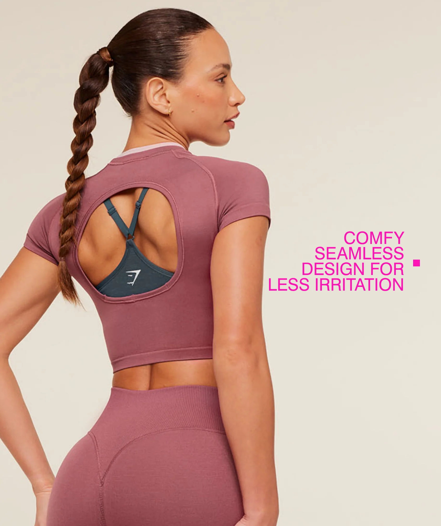 Gymshark Interval Seamless Short Sleeve Crop Top - Reset Pink/Light Pink - Image 2
