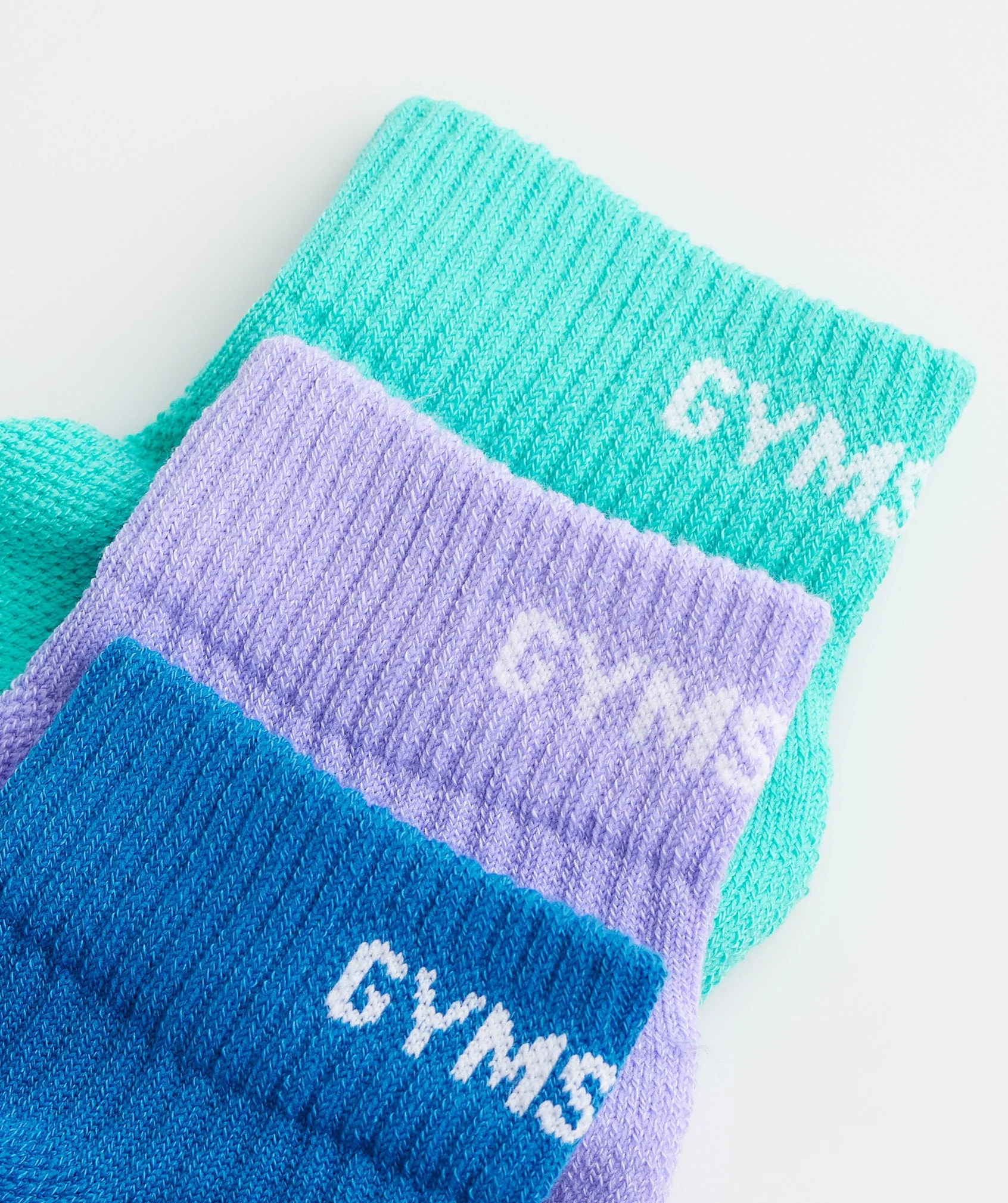 Gymshark Jacquard Quarter Socks 3Pk - Aqua Blue/Digital Violet/Meridian Blue - Image 2