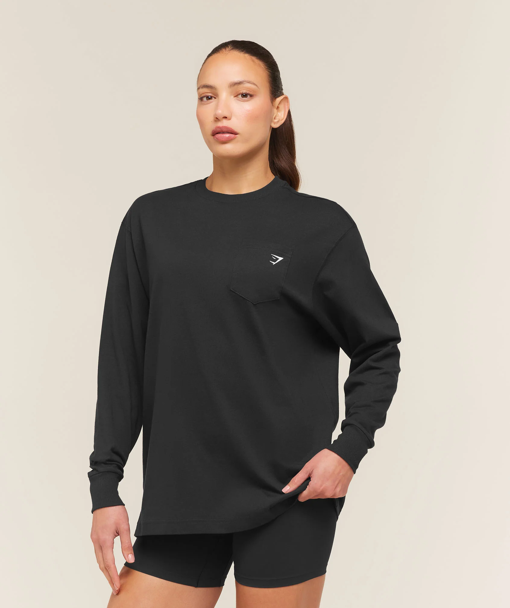 Gymshark Juicy Peach Long Sleeve T-Shirt - Black - Image 2