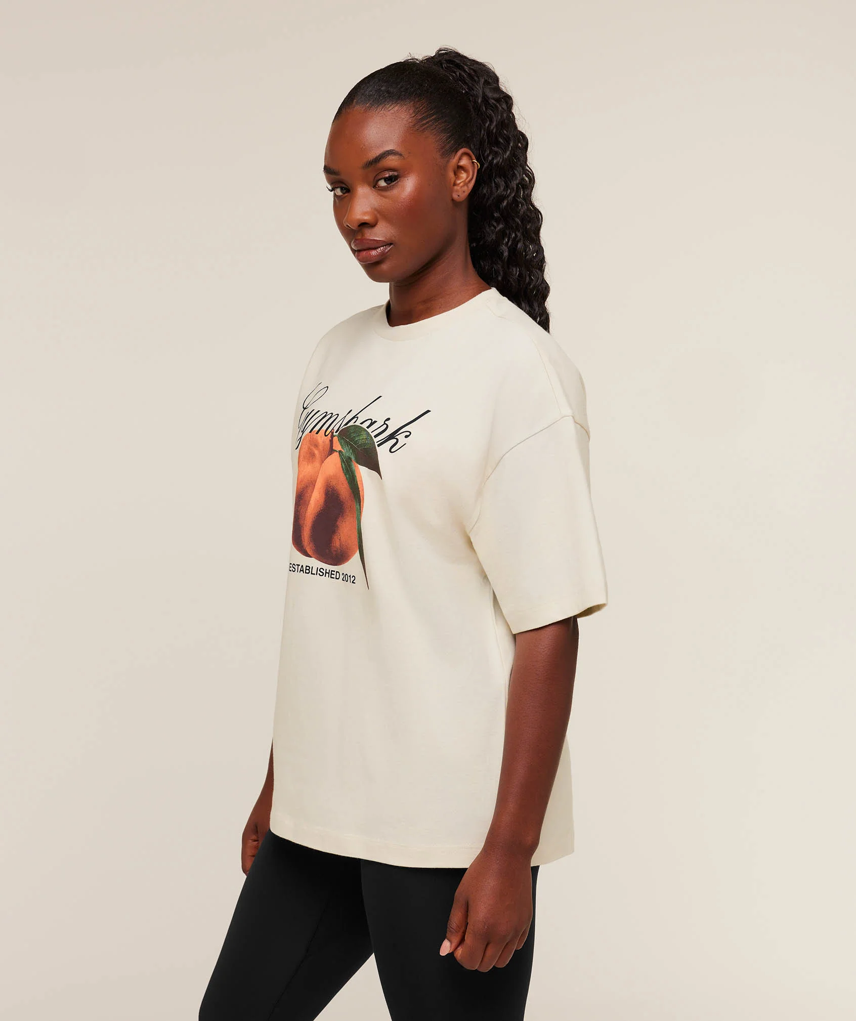 Gymshark Juicy Peach Short Sleeve T-Shirt - Oat White - Image 3