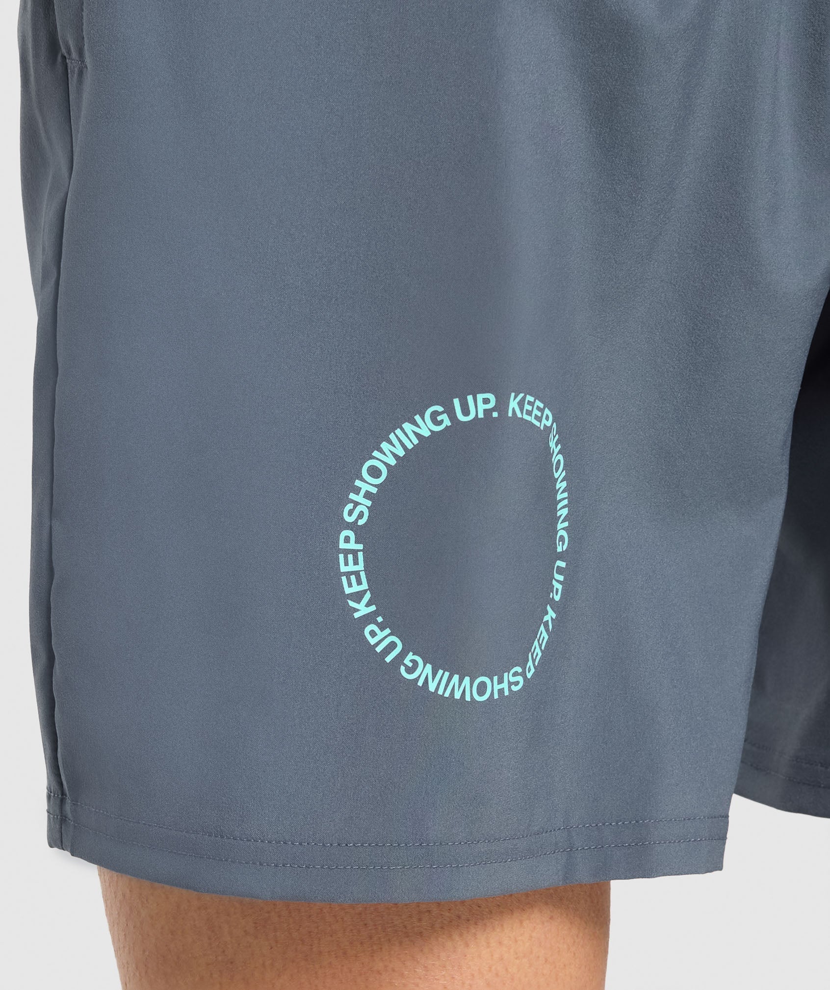 Gymshark Keep Showing Up 7" Shorts - Titanium Blue - Image 2