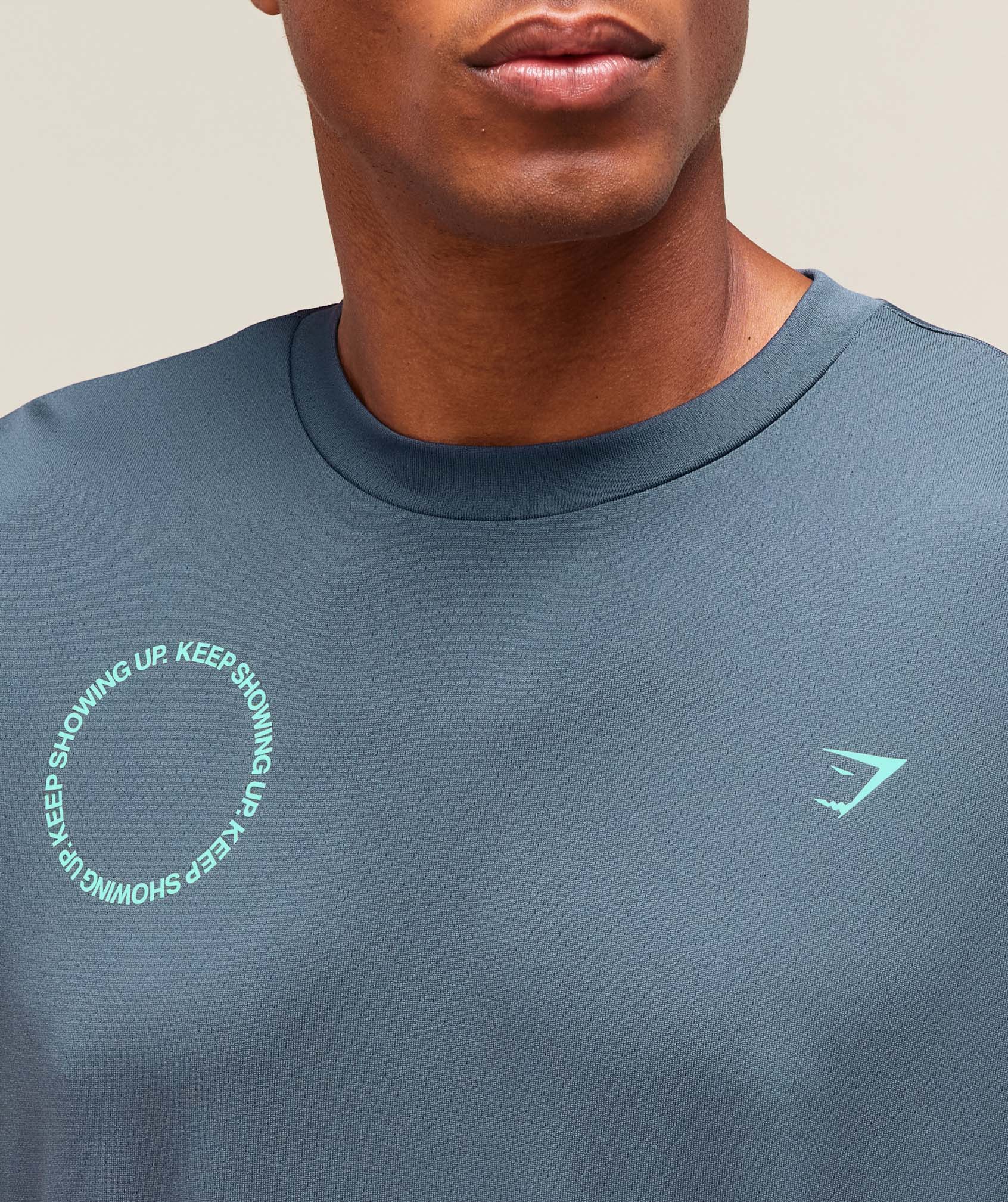 Gymshark Keep Showing Up T-Shirt - Titanium Blue - Image 6