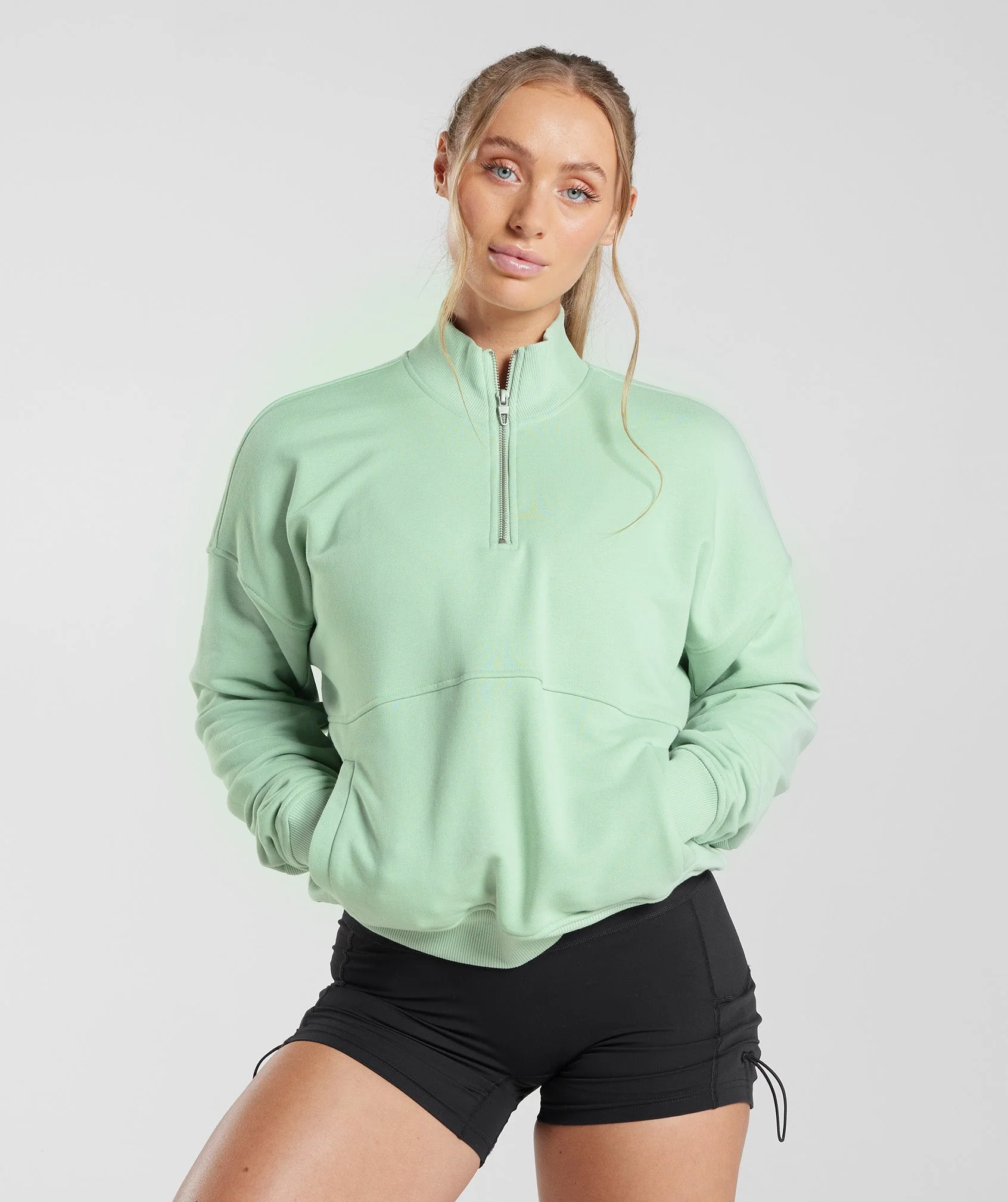 Gymshark Legacy 1/4 Zip Sweatshirt - Mist Green