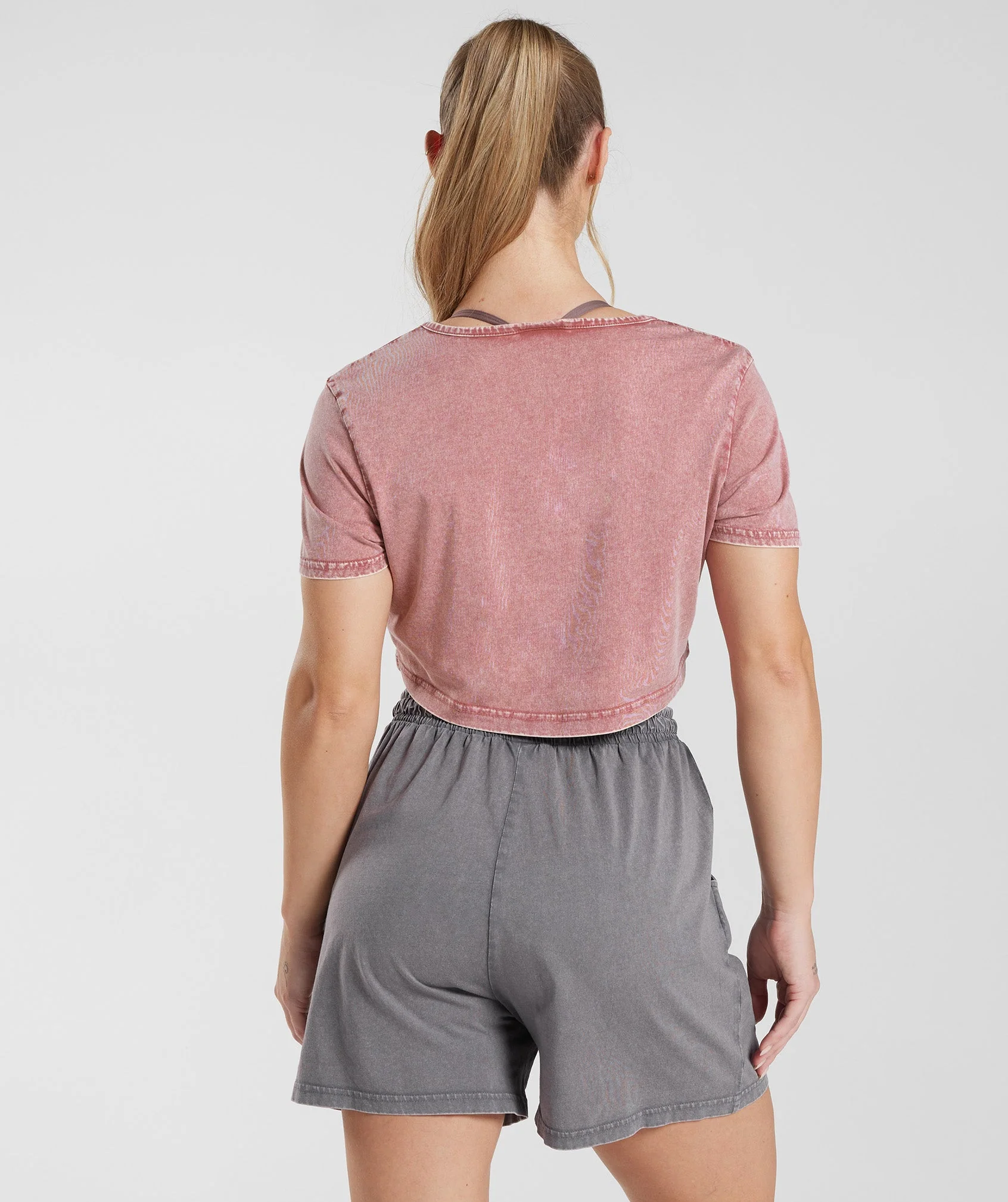 Gymshark Legacy Crop Top - Terracotta Pink/Acid Wash - Image 2