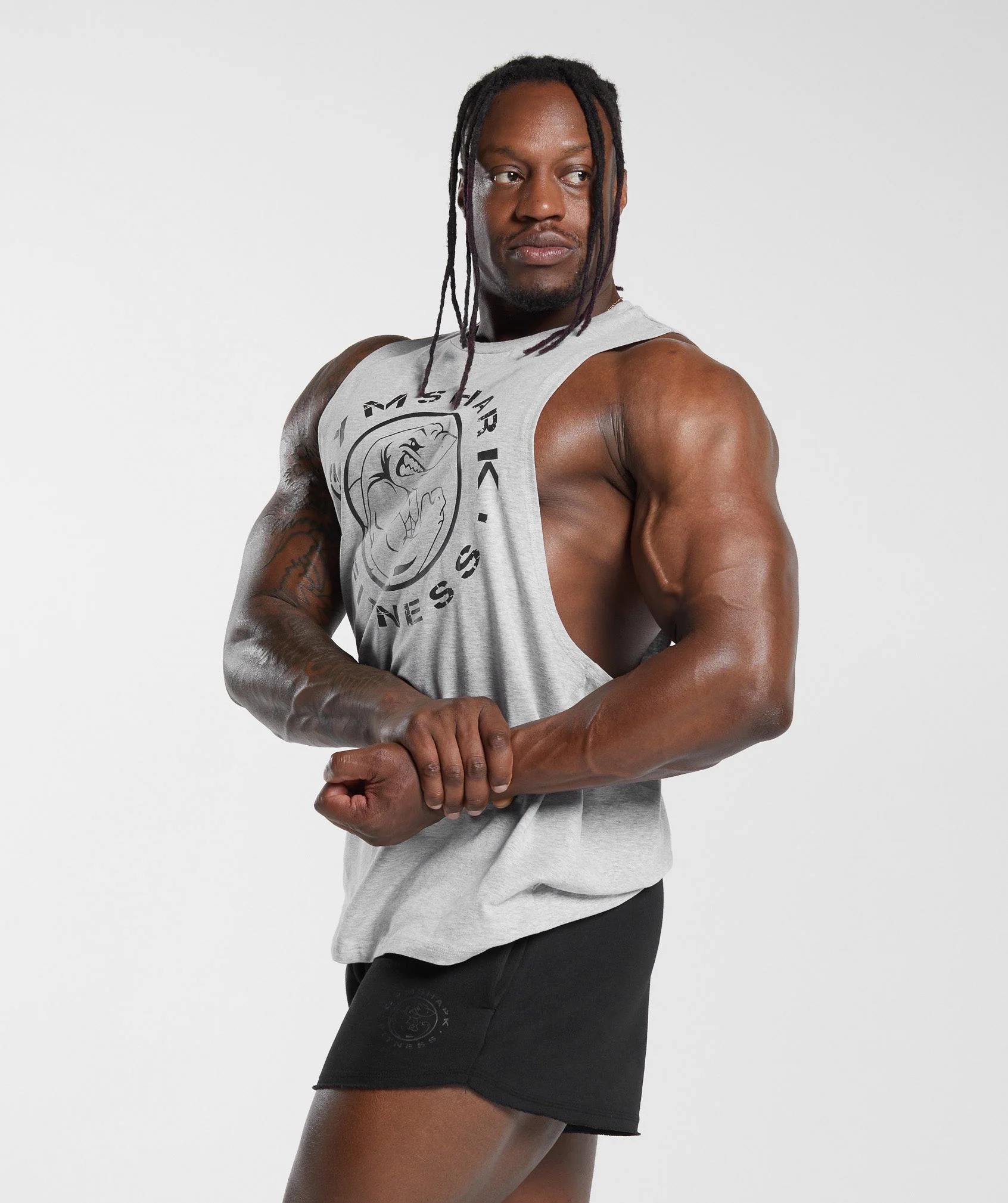 Gymshark Legacy Drop Arm Tank - Light Grey Marl - Image 3