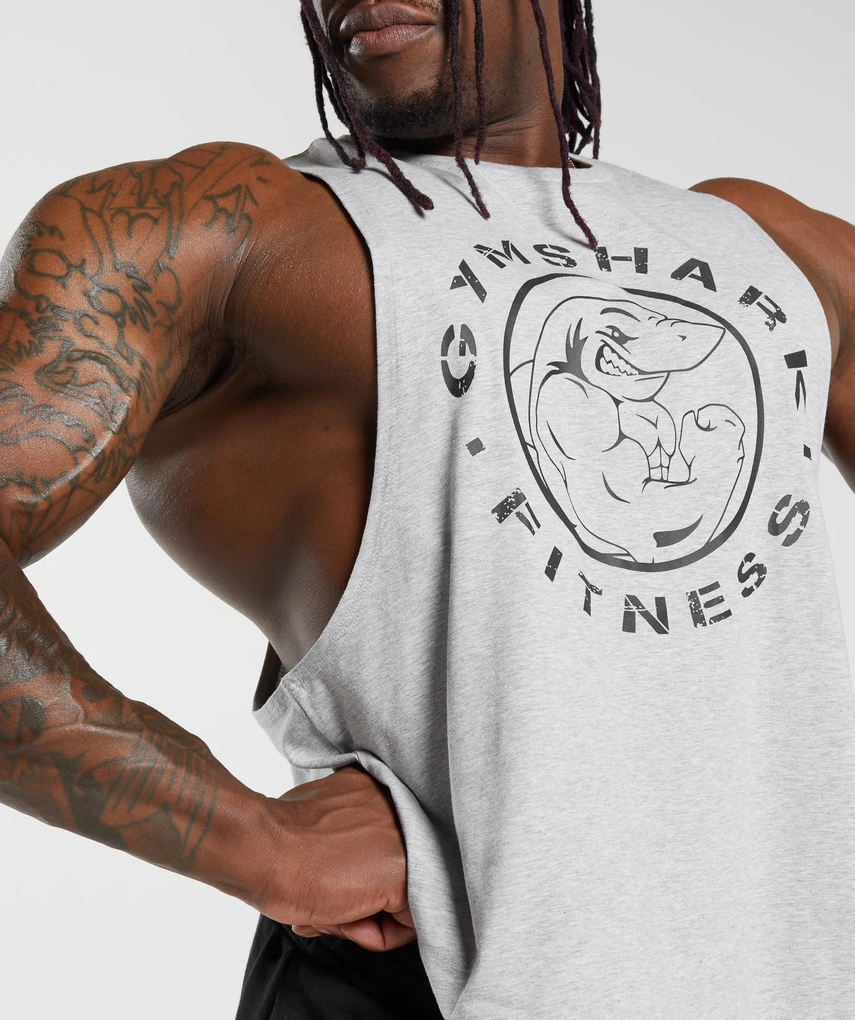 Gymshark Legacy Drop Arm Tank - Light Grey Marl - Image 5