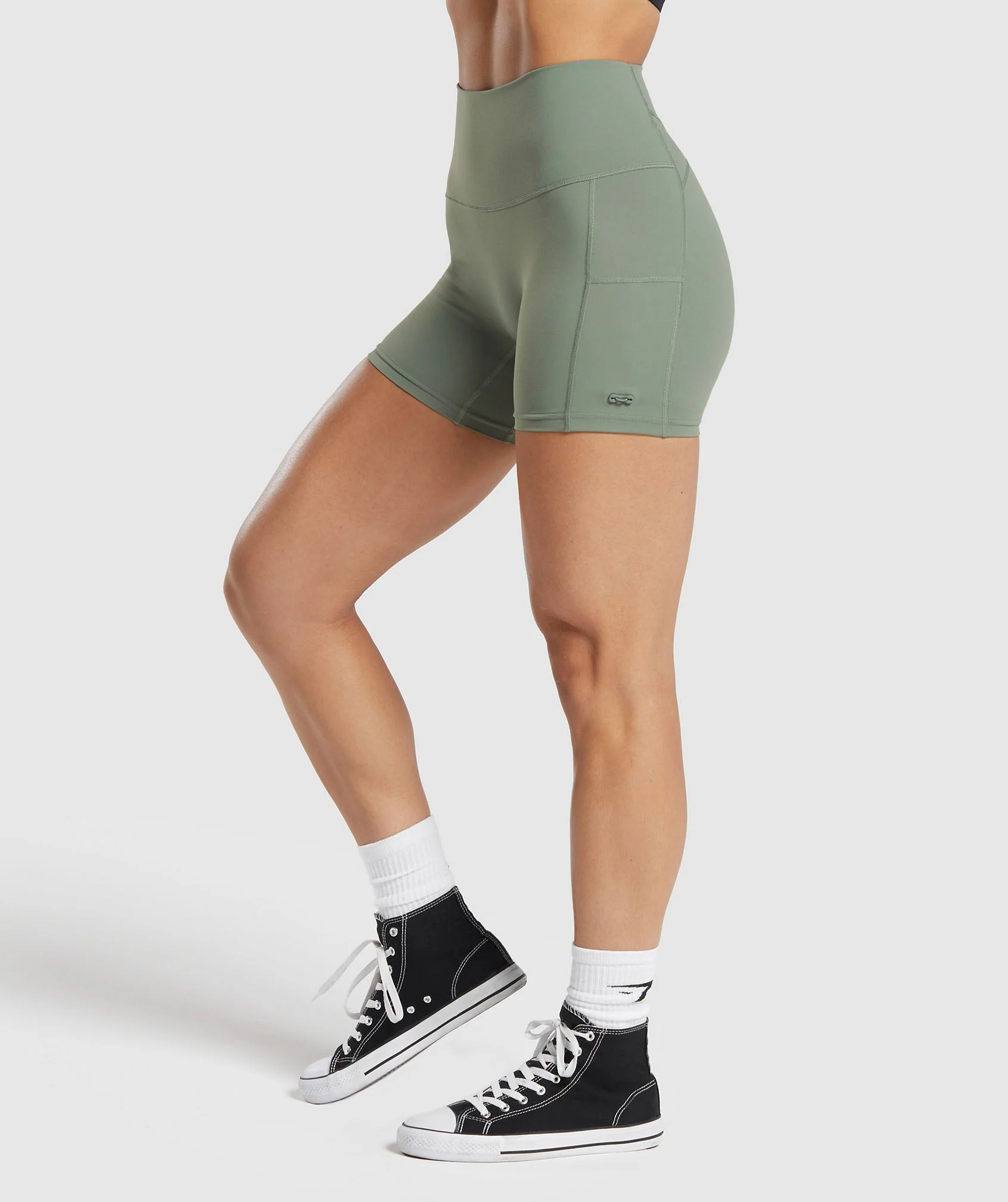 Gymshark Legacy Logo Tight Shorts - Unit Green - Image 3