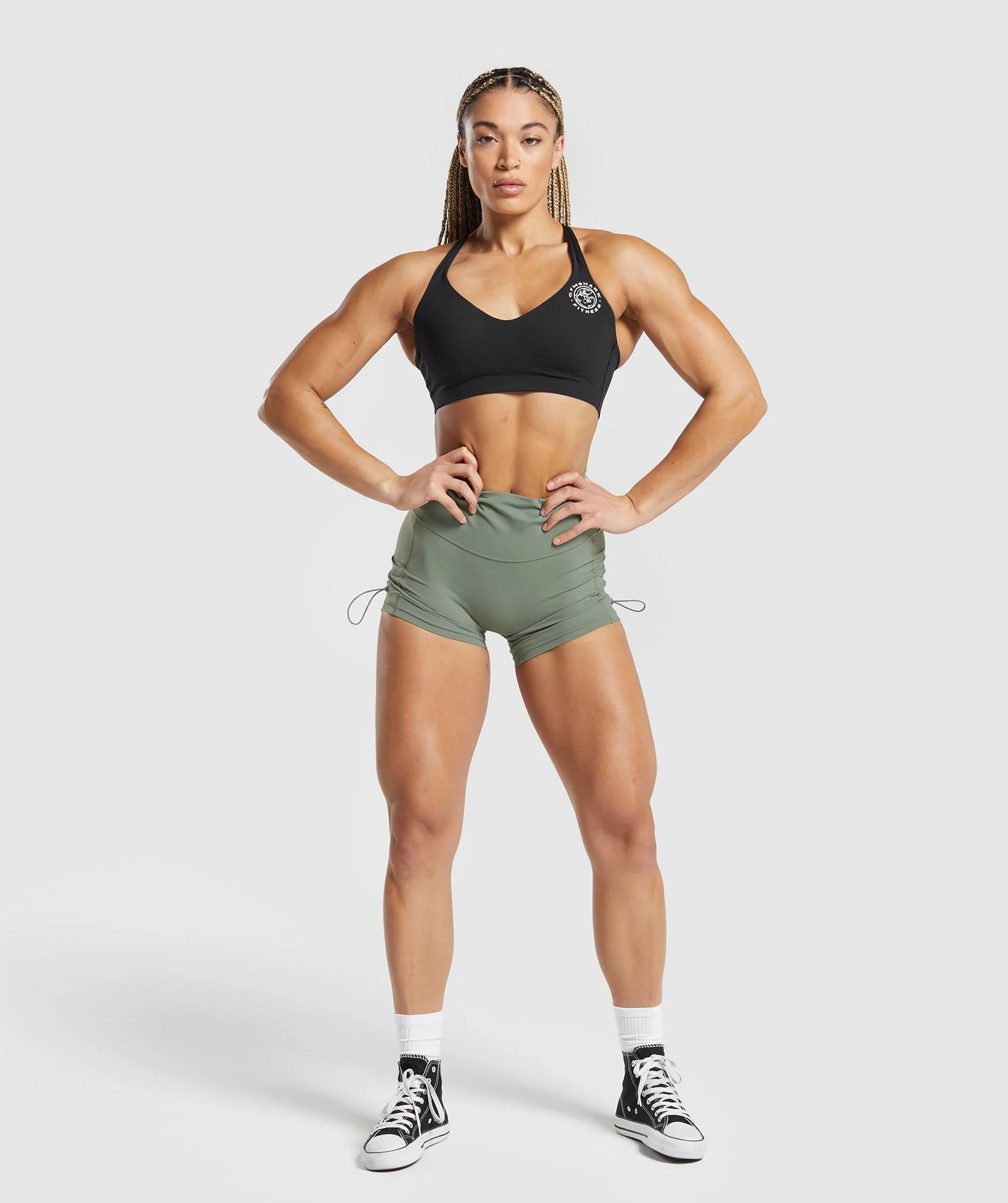 Gymshark Legacy Logo Tight Shorts - Unit Green - Image 4