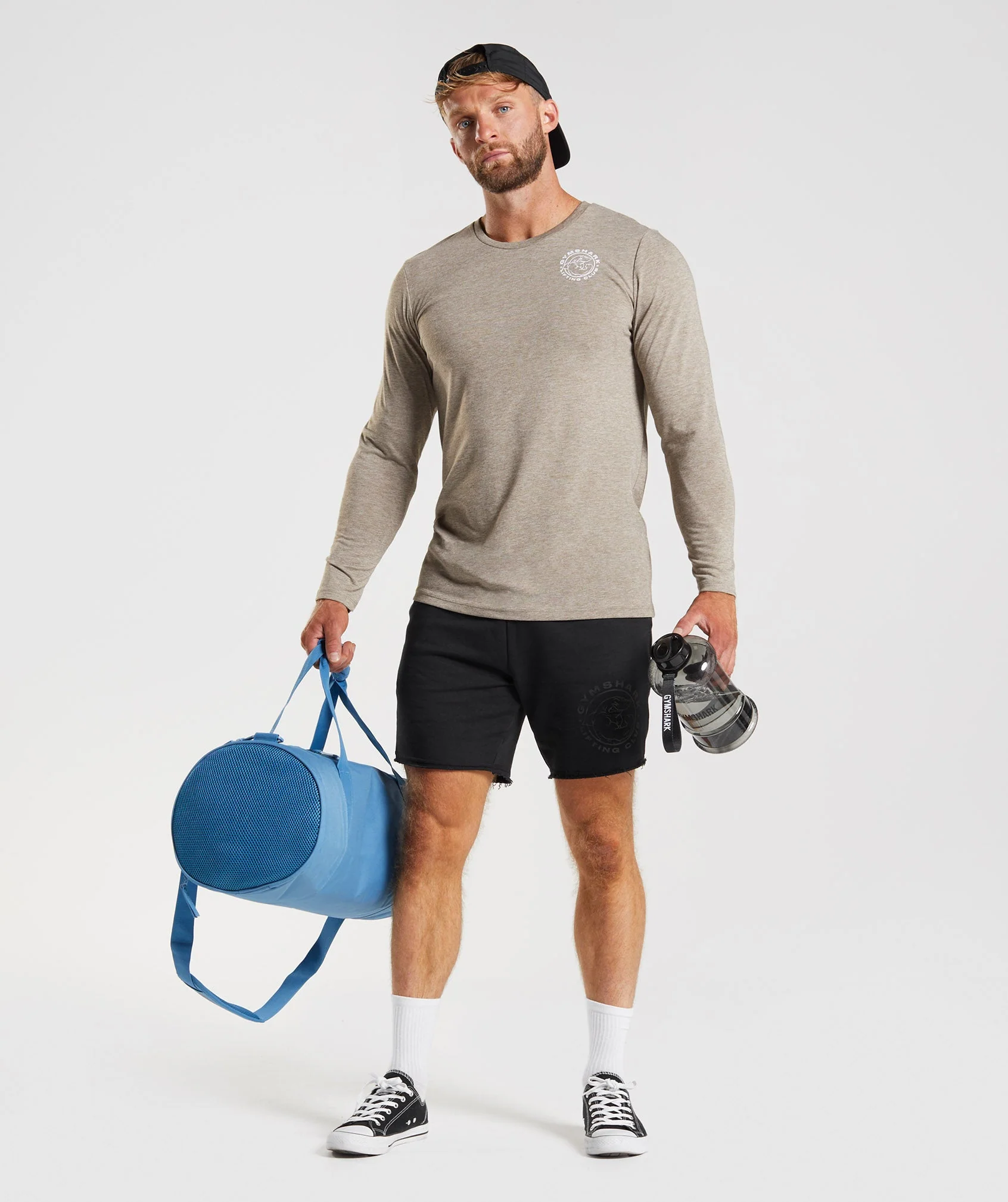 Gymshark Legacy Long Sleeve T-Shirt - Limestone Marl - Image 4