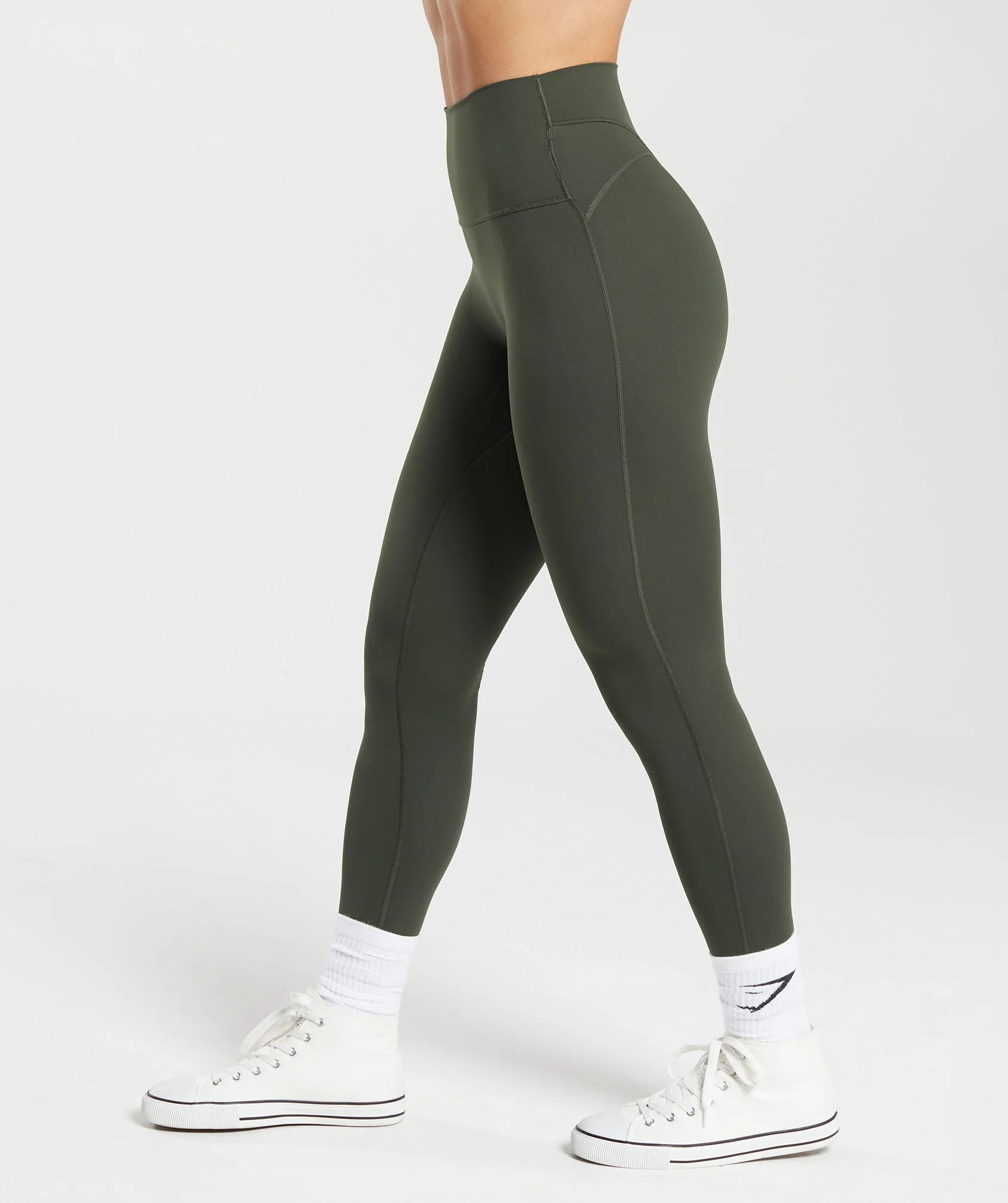 Gymshark Legacy Regular Leggings - Deep Olive Green - Image 3