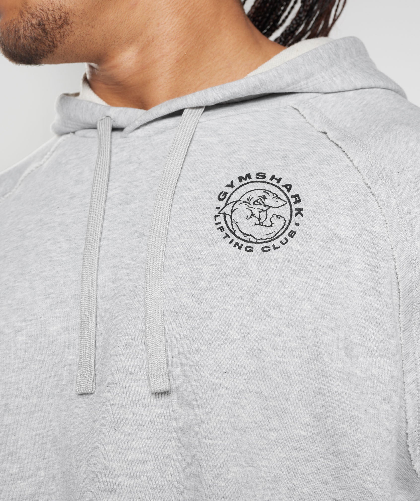 Gymshark Legacy Short Sleeve Cropped Hoodie - Light Grey Marl - Image 3