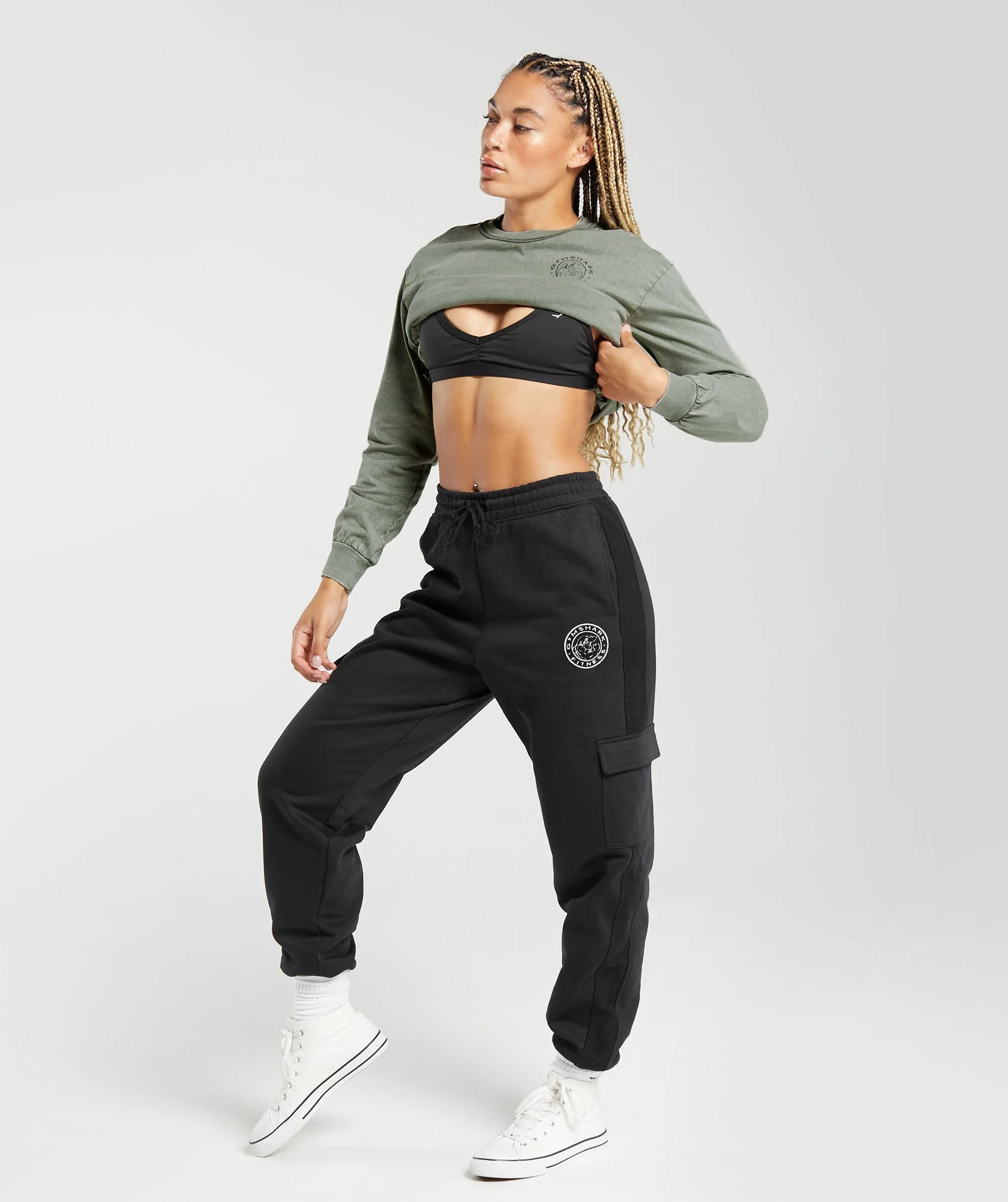 Gymshark Legacy Washed Long Sleeve Top - Dusk Green/Acid Wash - Image 4