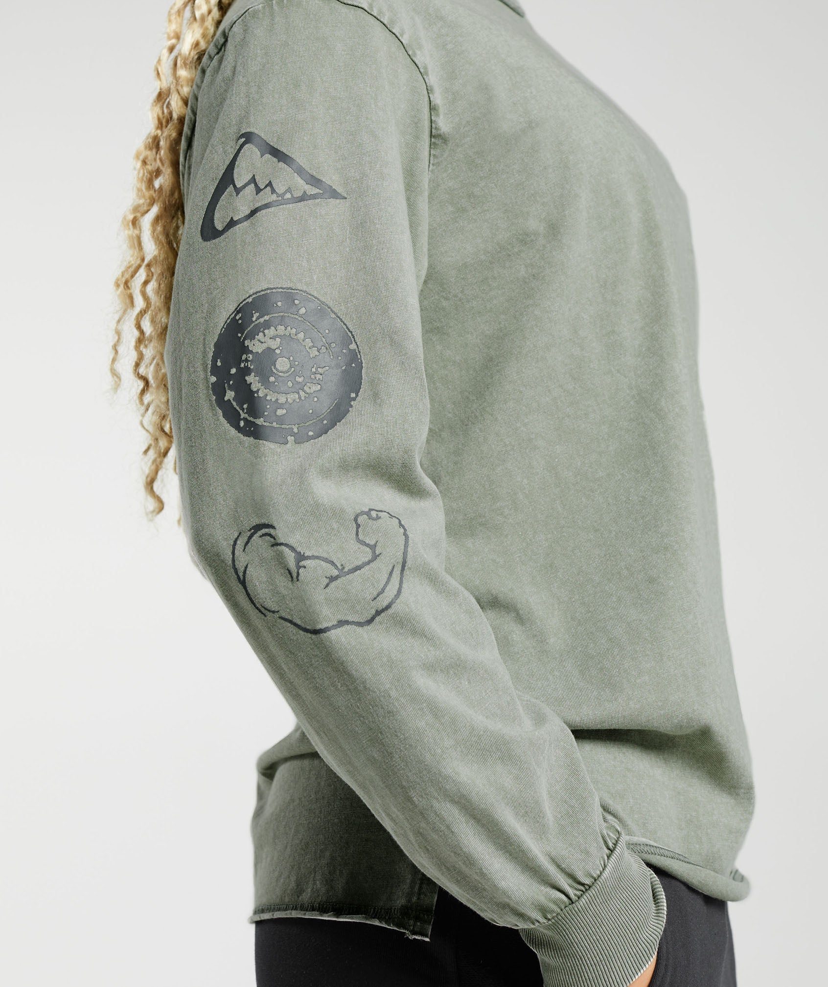 Gymshark Legacy Washed Long Sleeve Top - Dusk Green/Acid Wash - Image 6