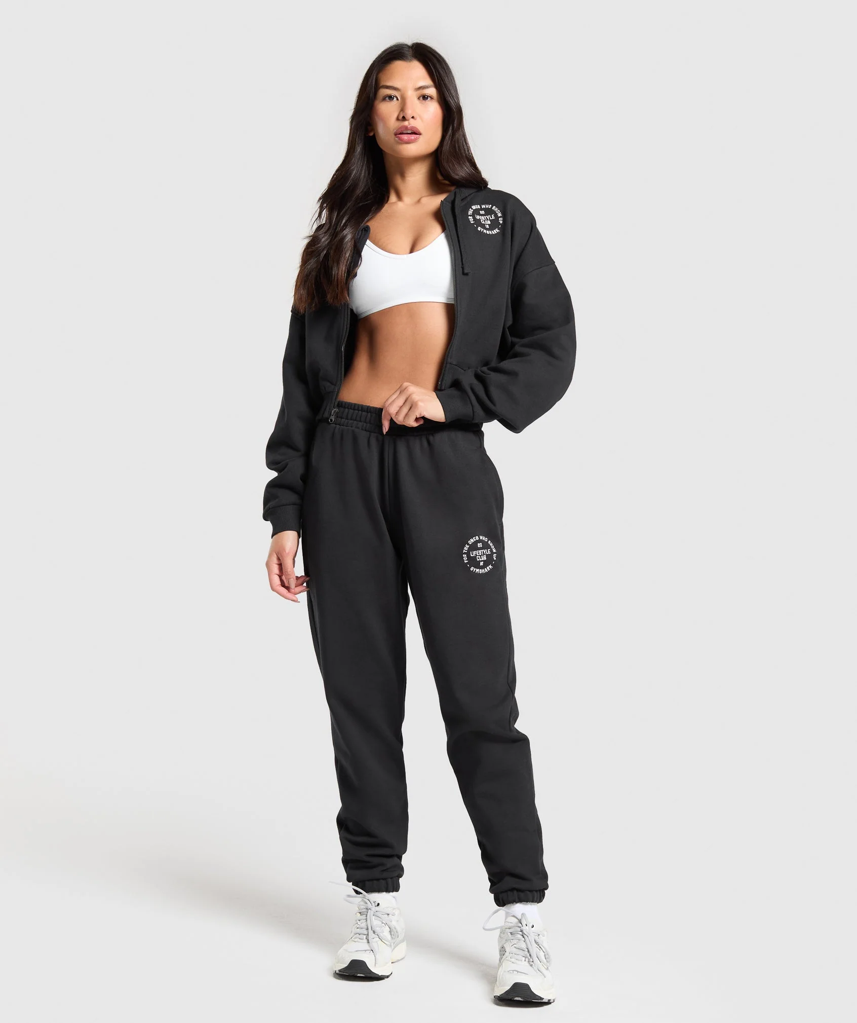 Gymshark Lifestyle Club Graphic Zip Up Hoodie - Black - Image 3