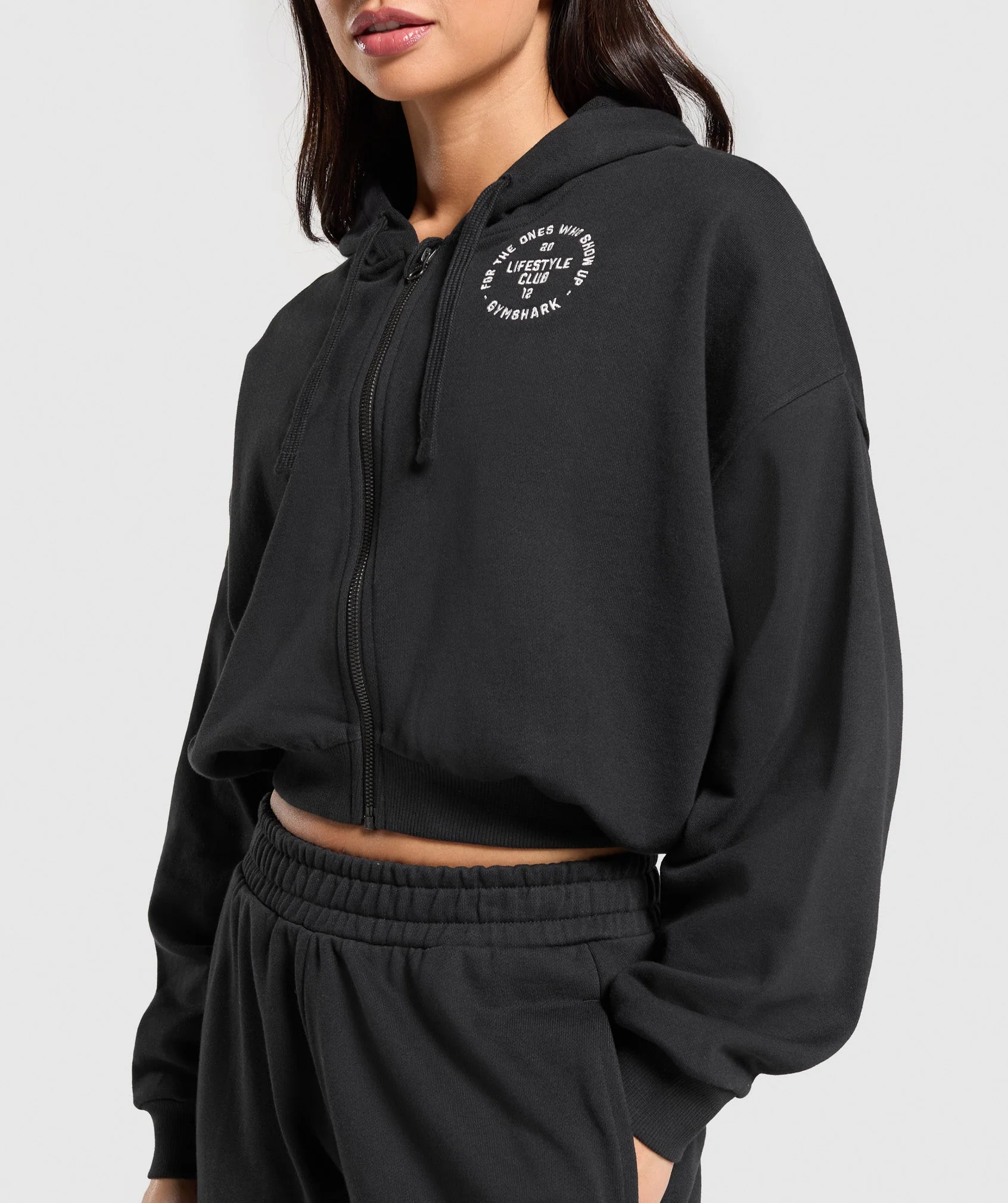 Gymshark Lifestyle Club Graphic Zip Up Hoodie - Black - Image 5