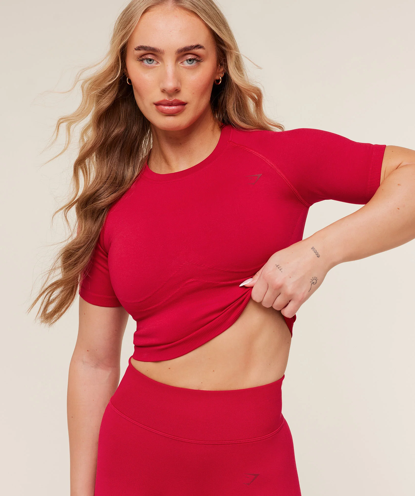 Gymshark Lift Seamless Short Sleeve Top - Carmine Red - Image 7