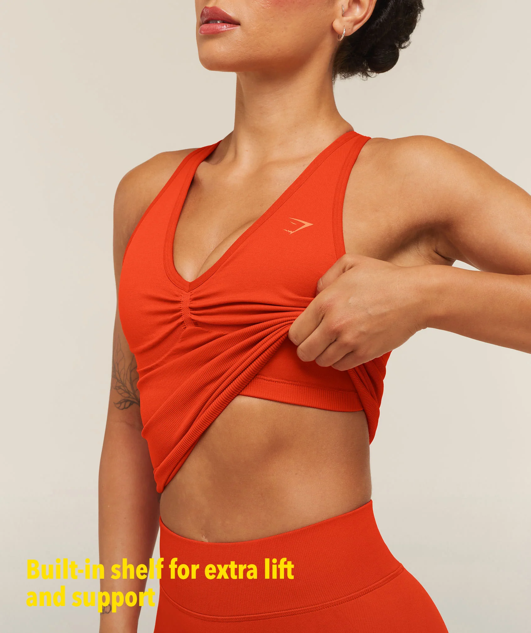 Gymshark Lift Seamless Tank with Shelf - Bold Orange - Image 3