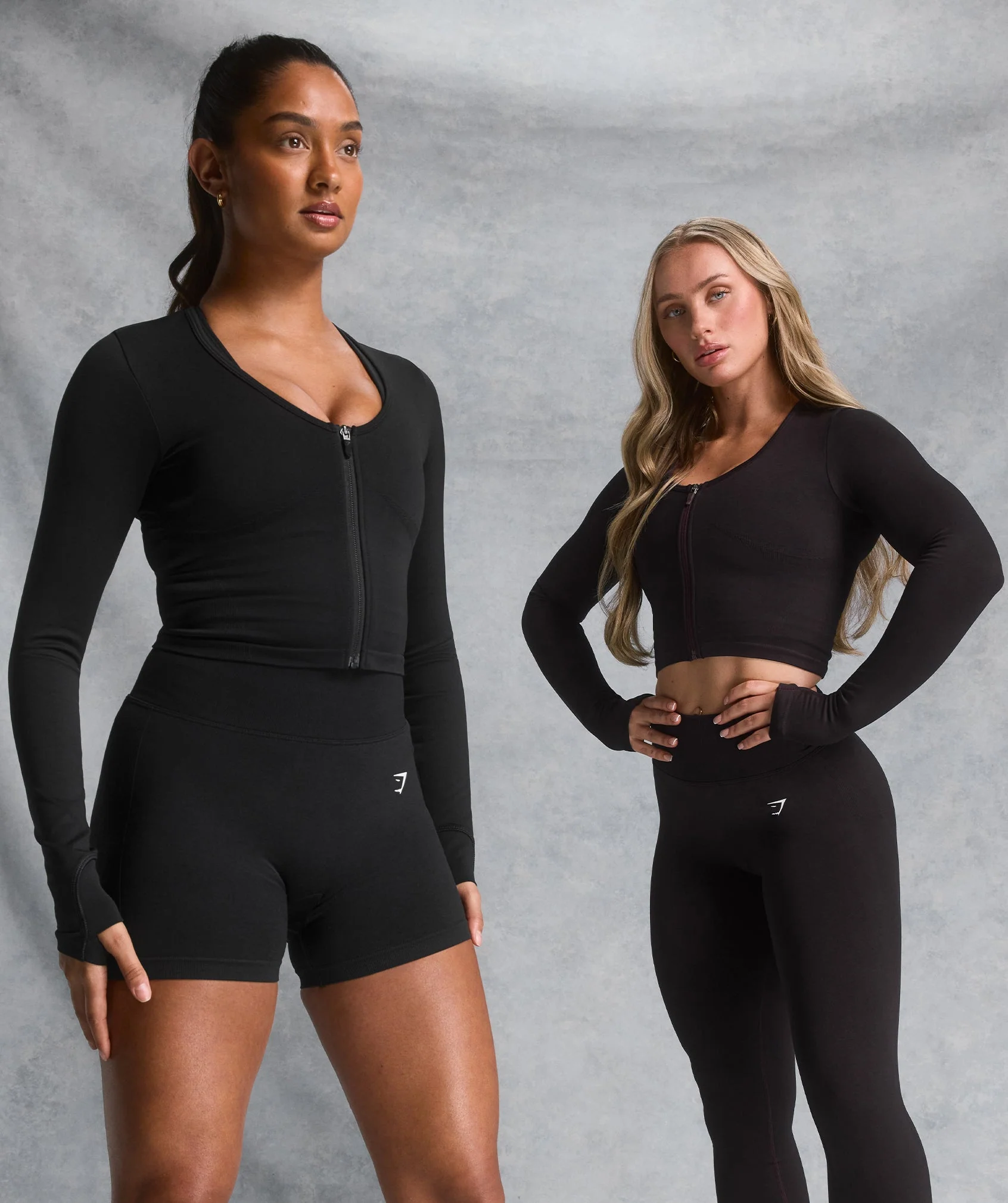 Gymshark Lift Seamless Zip Up Jacket - Black/Black Marl - Image 2