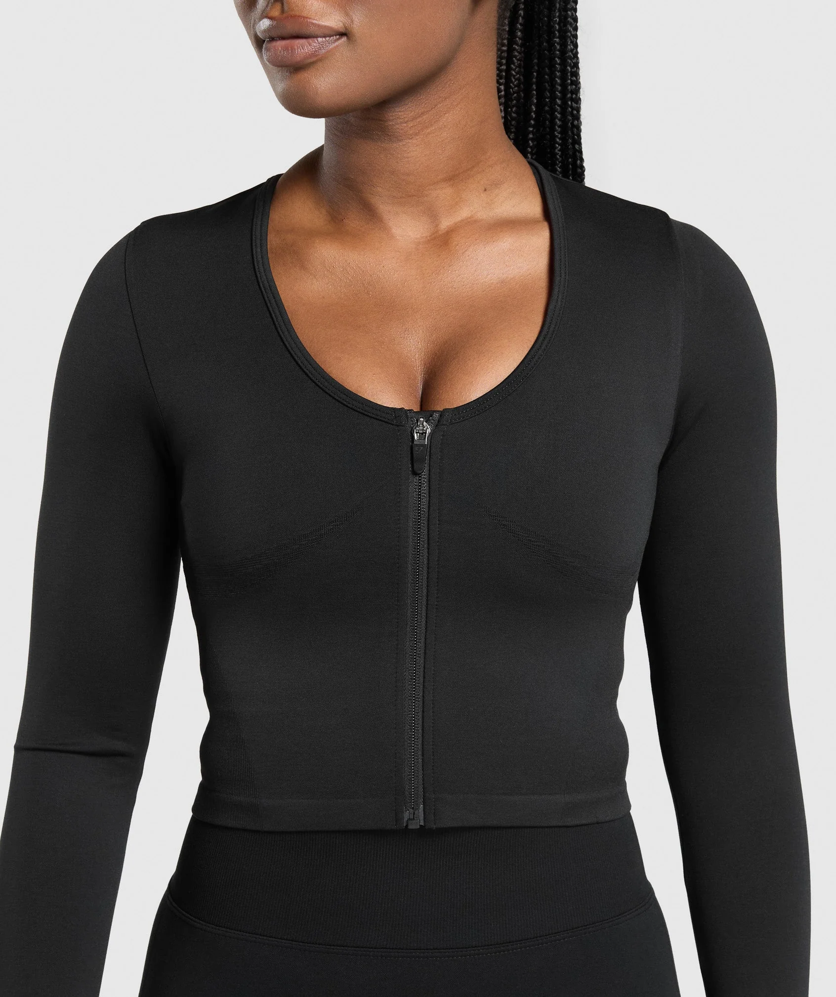 Gymshark Lift Seamless Zip Up Jacket - Black/Black Marl - Image 7