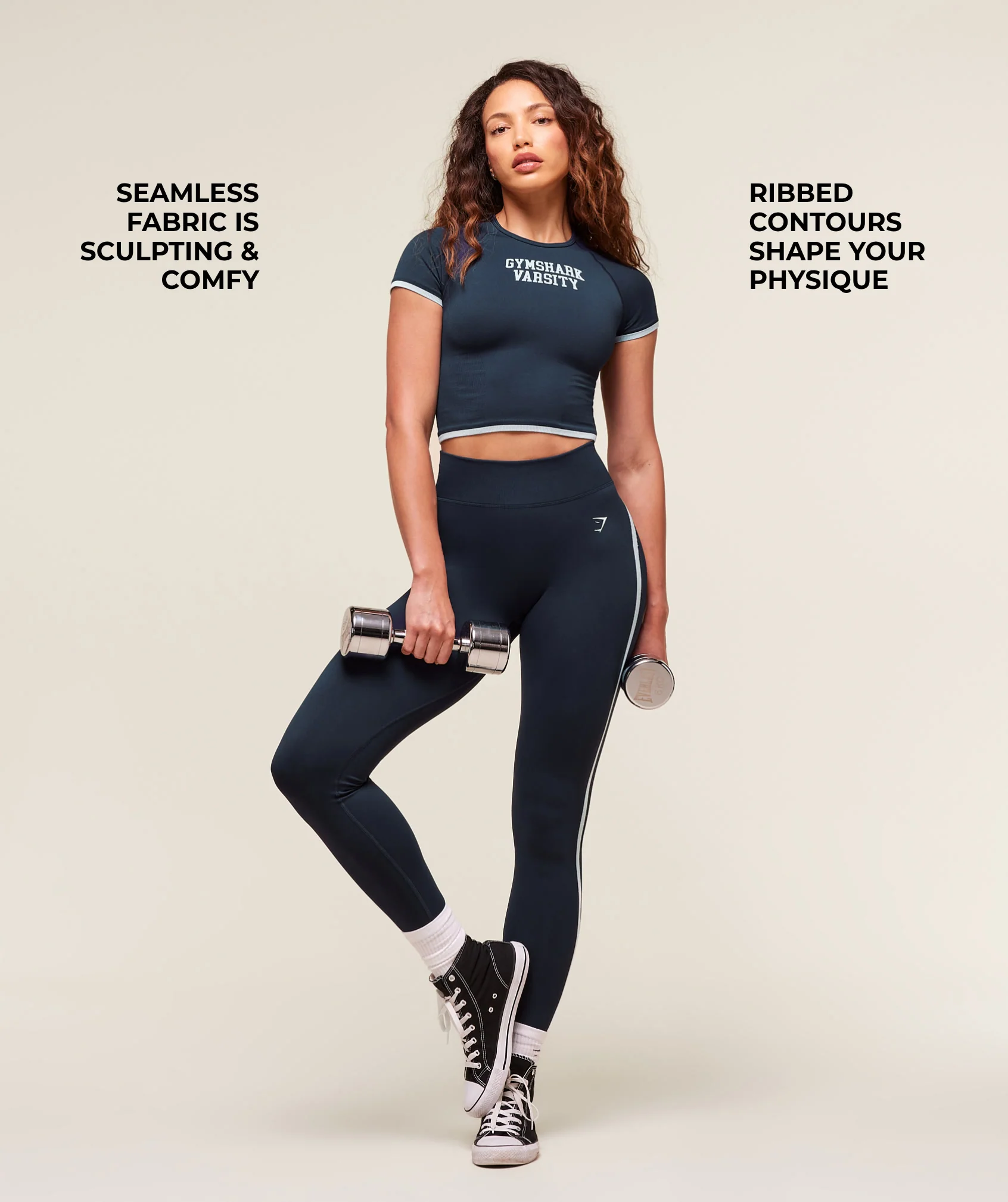 Gymshark Lift Campus Seamless Midi T-Shirt - Heavy Blue - Image 2