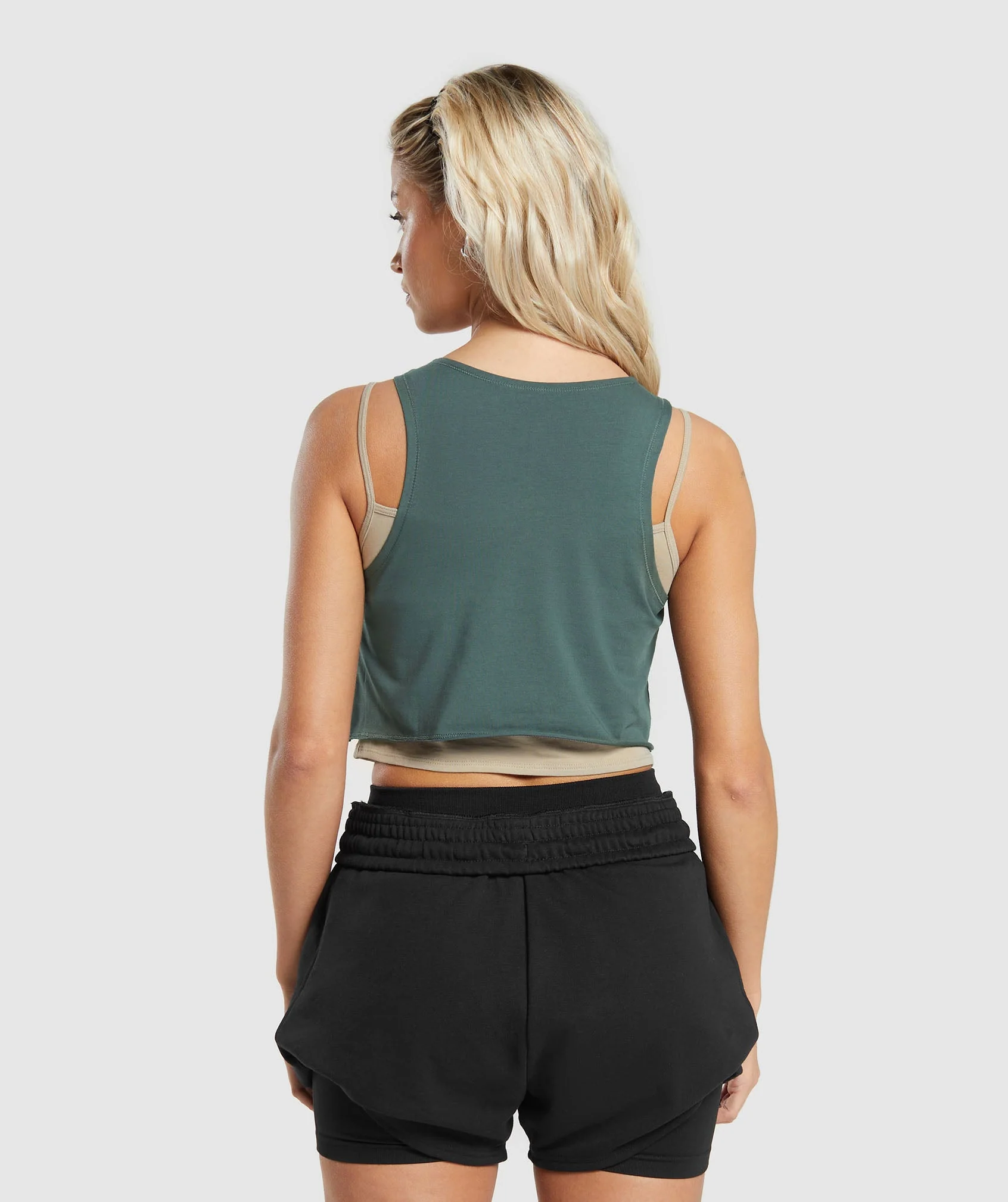 Gymshark Lifting 2 In 1 Crop Tank - Sand Brown/Slate Teal - Image 2