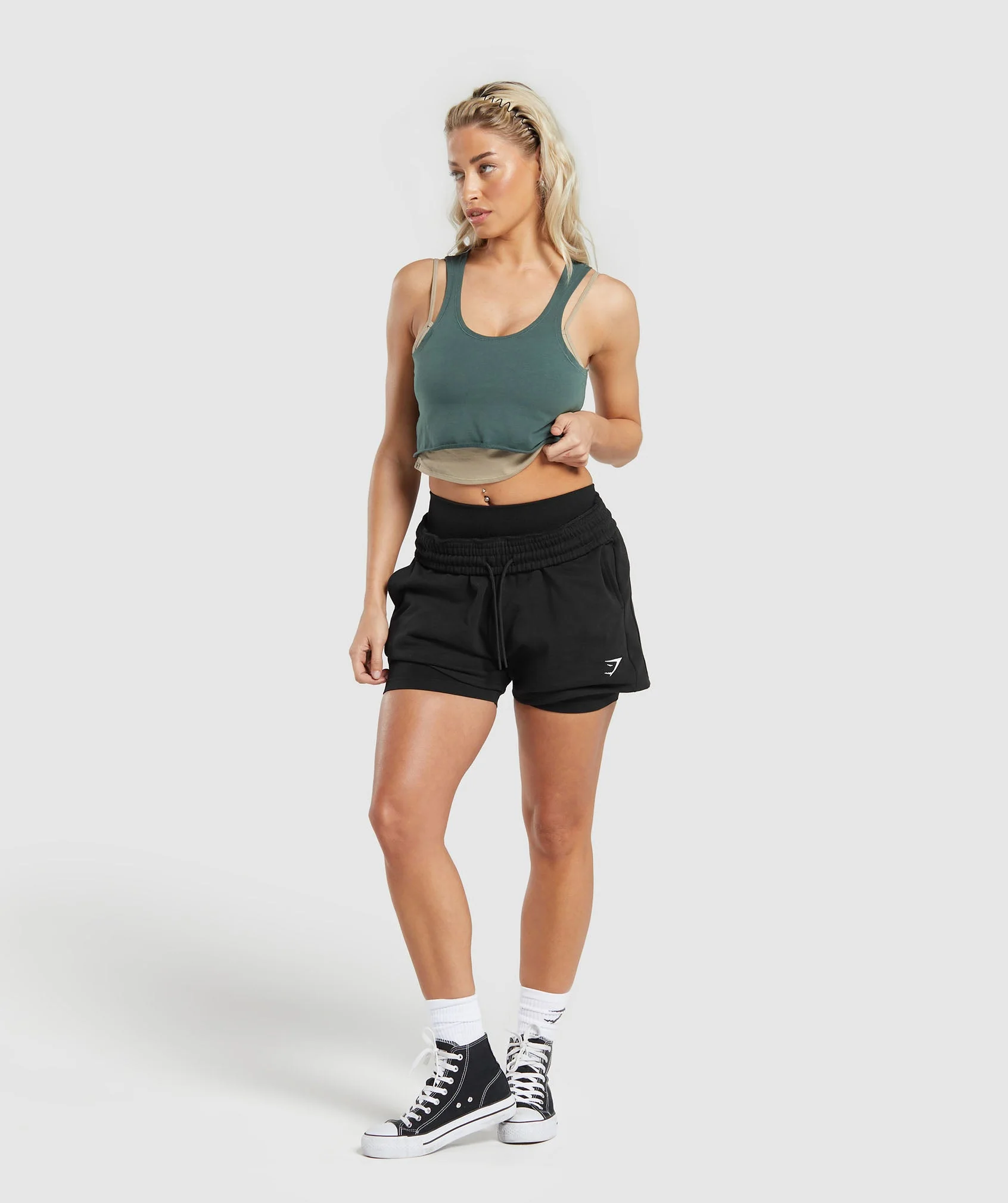 Gymshark Lifting 2 In 1 Crop Tank - Sand Brown/Slate Teal - Image 4