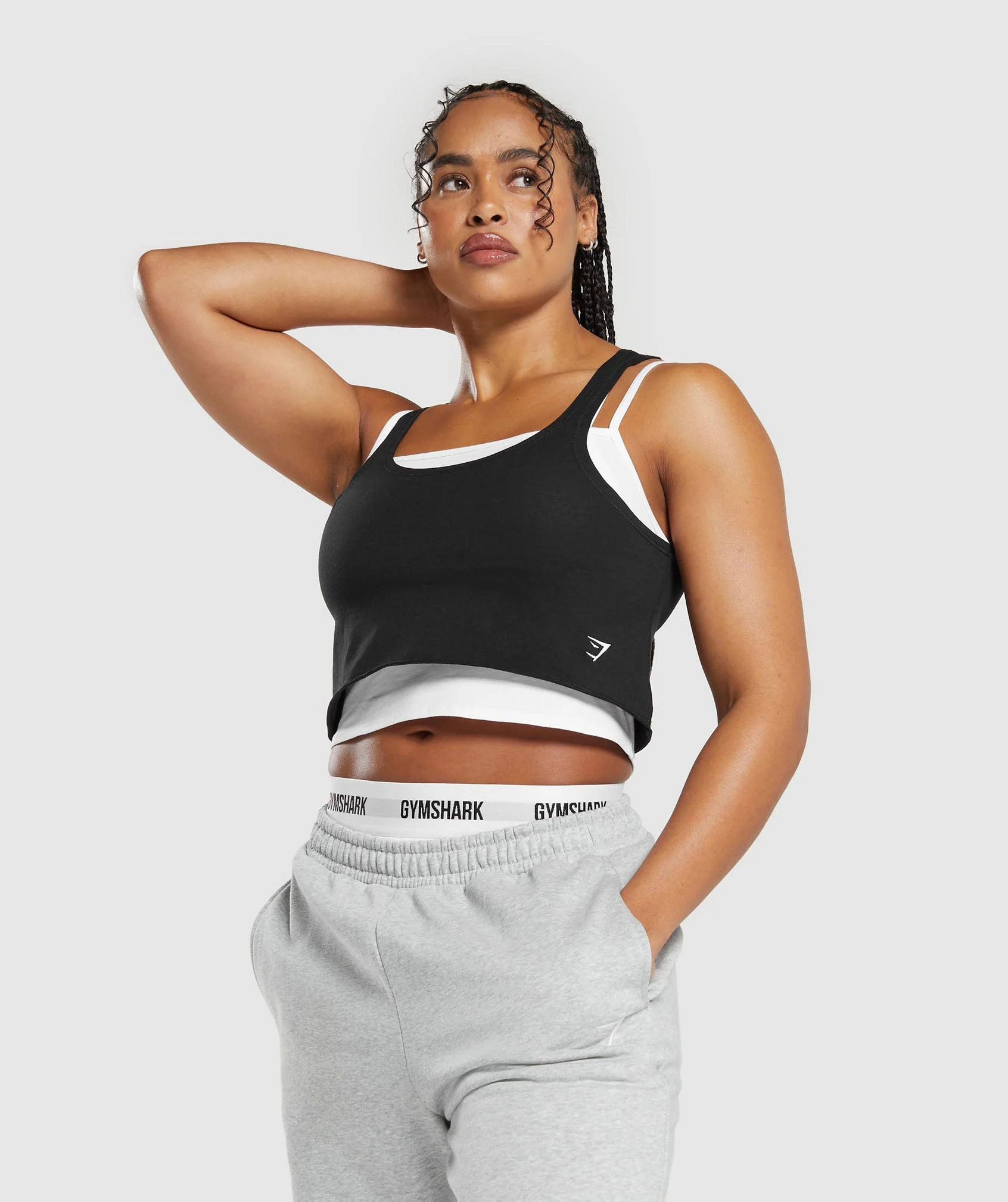 Gymshark Lifting 2 In 1 Crop Tank - White/Black - Image 6