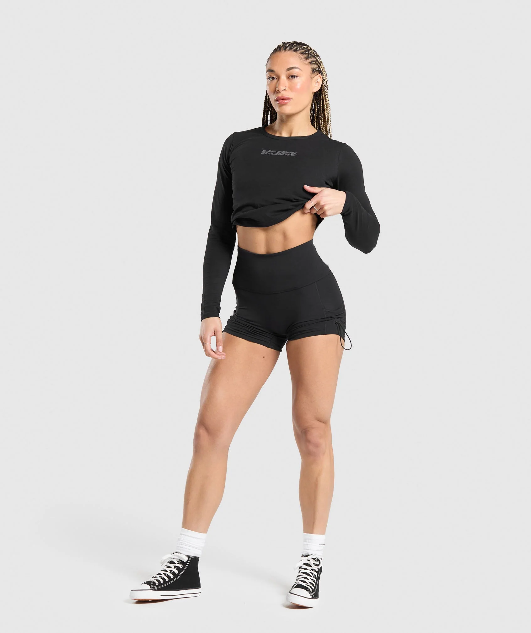 Gymshark Lifting Baddie Midi Long Sleeve Top - Black - Image 4