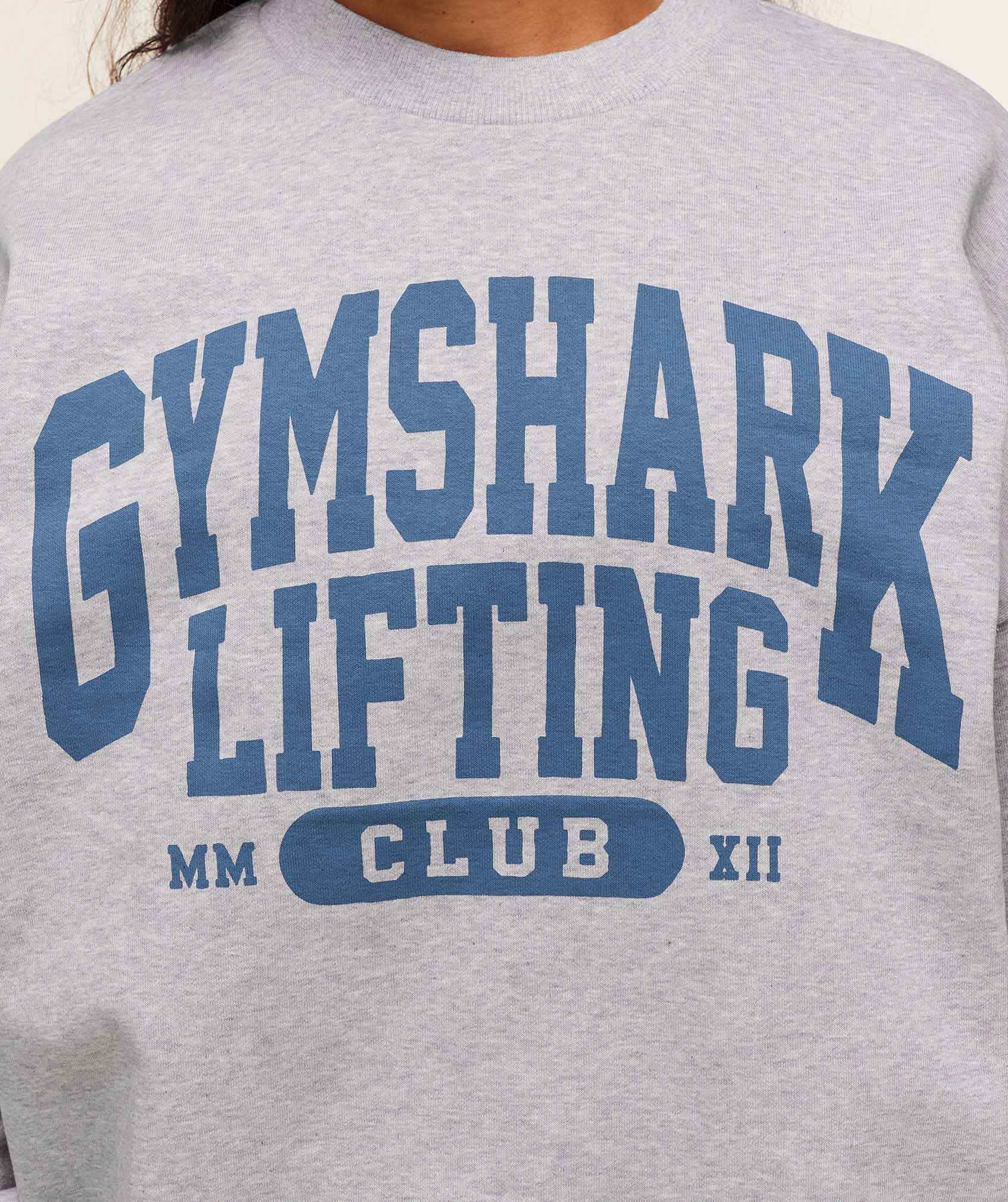 Gymshark Lifting Club Graphic Oversized Crew Neck - Light Grey Core Marl - Image 4
