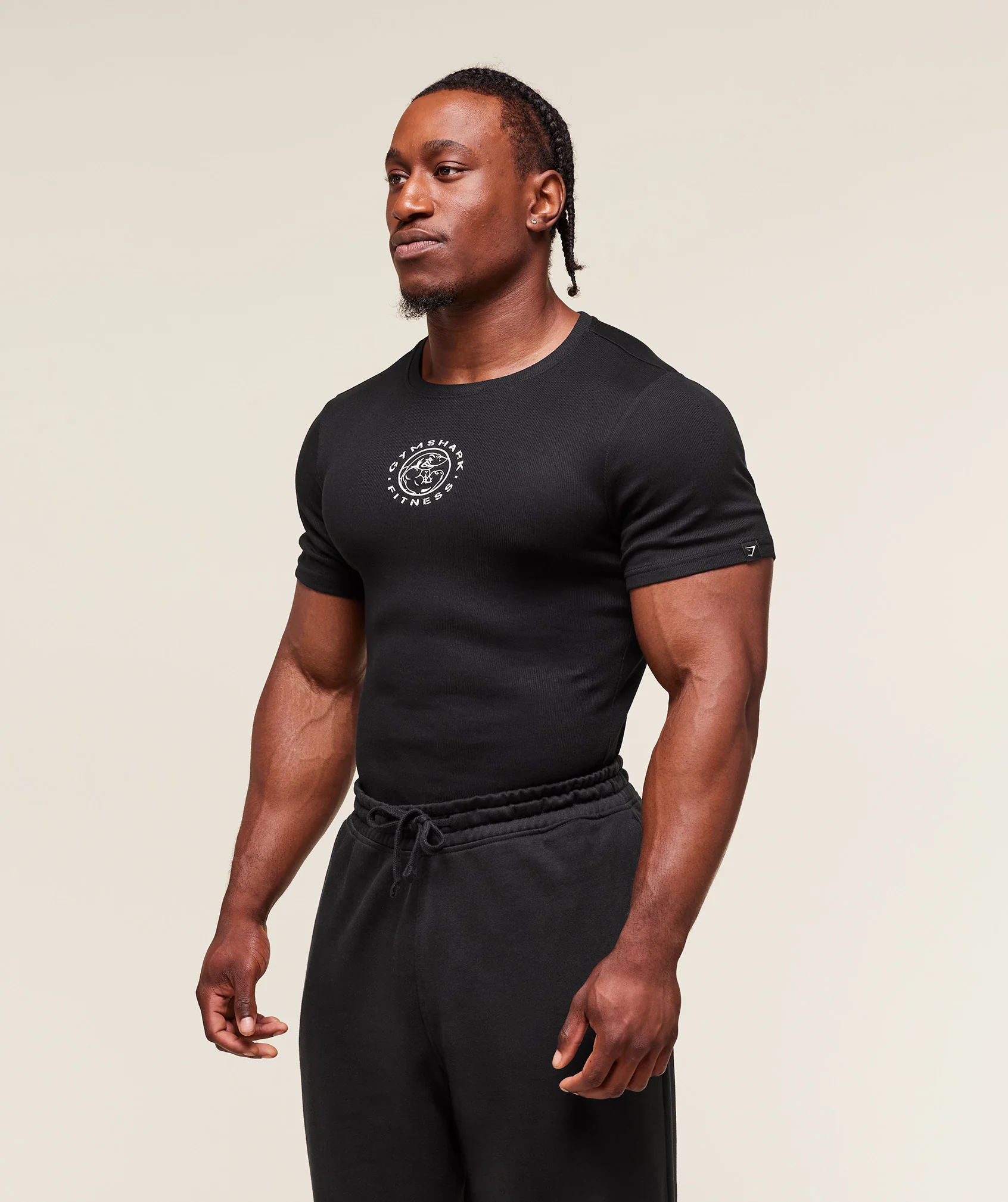 Gymshark Legacy Ribbed T-Shirt - Black - Image 3
