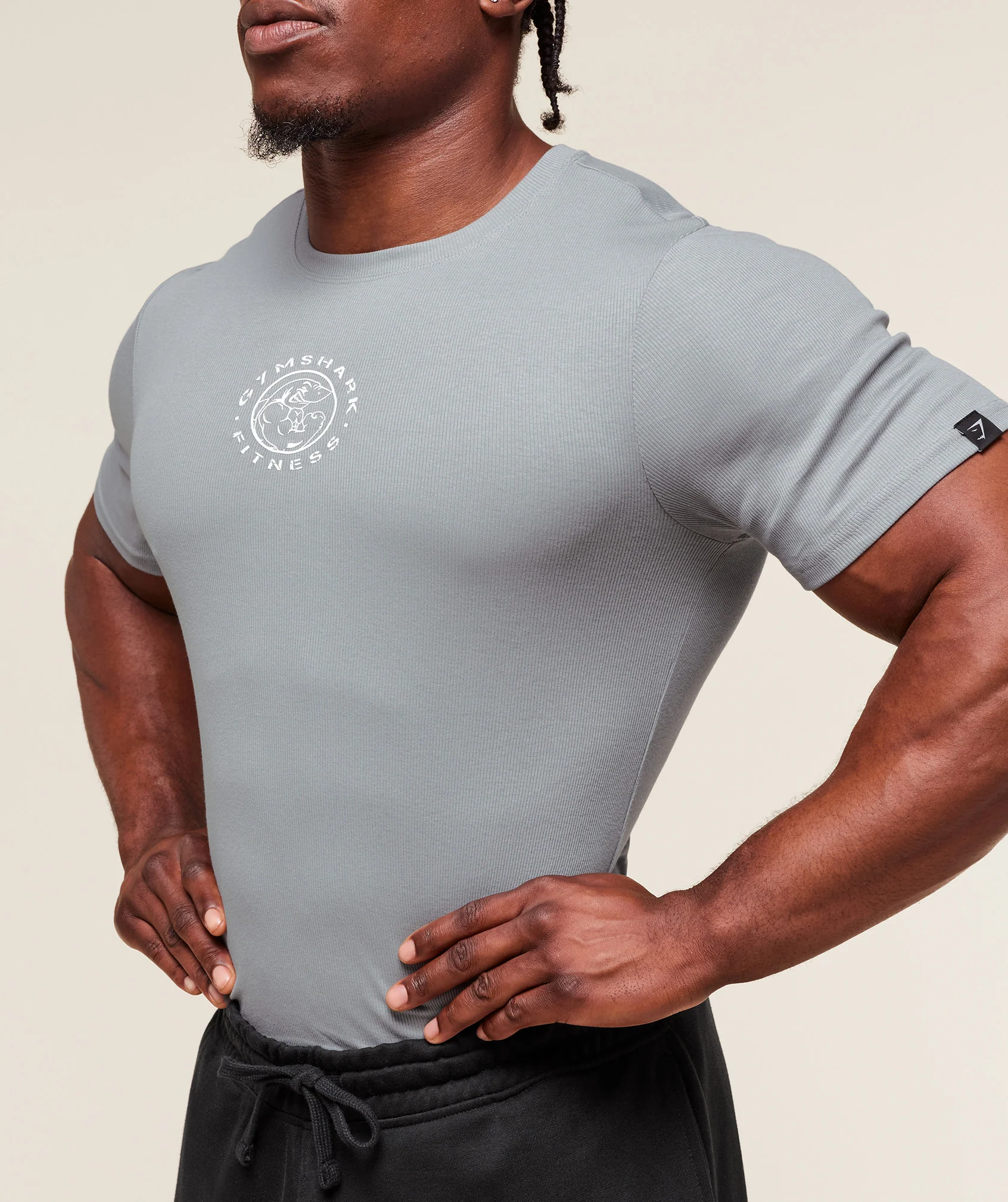 Gymshark Legacy Ribbed T-Shirt - Denim Grey - Image 5