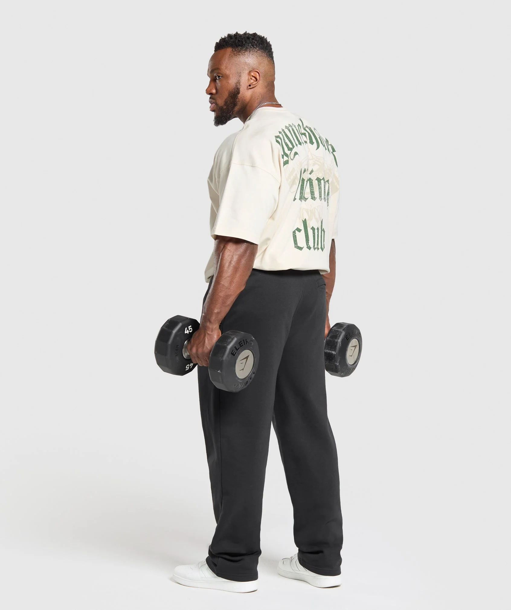 Gymshark Lifting Club T-Shirt - Oat White/Classic Green - Image 4