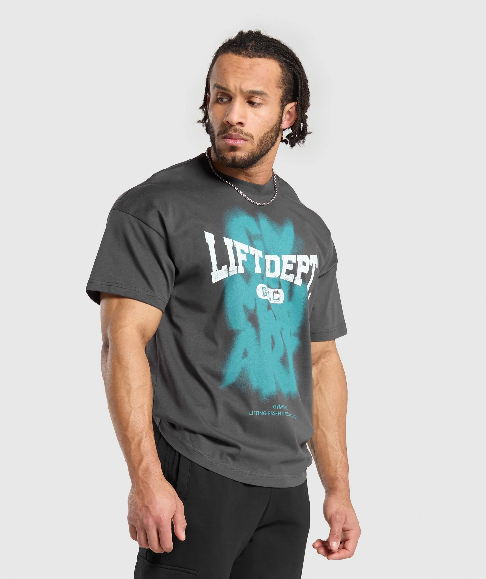 Gymshark Lifting Dept Graffiti T-Shirt - Asphalt Grey - Image 4