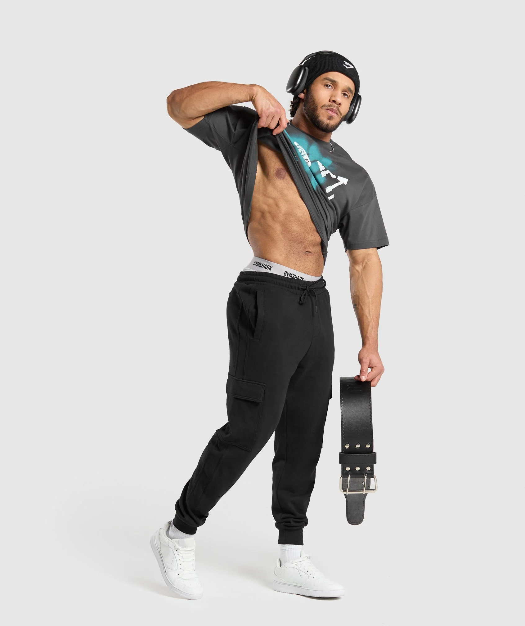 Gymshark Lifting Dept Graffiti T-Shirt - Asphalt Grey - Image 5