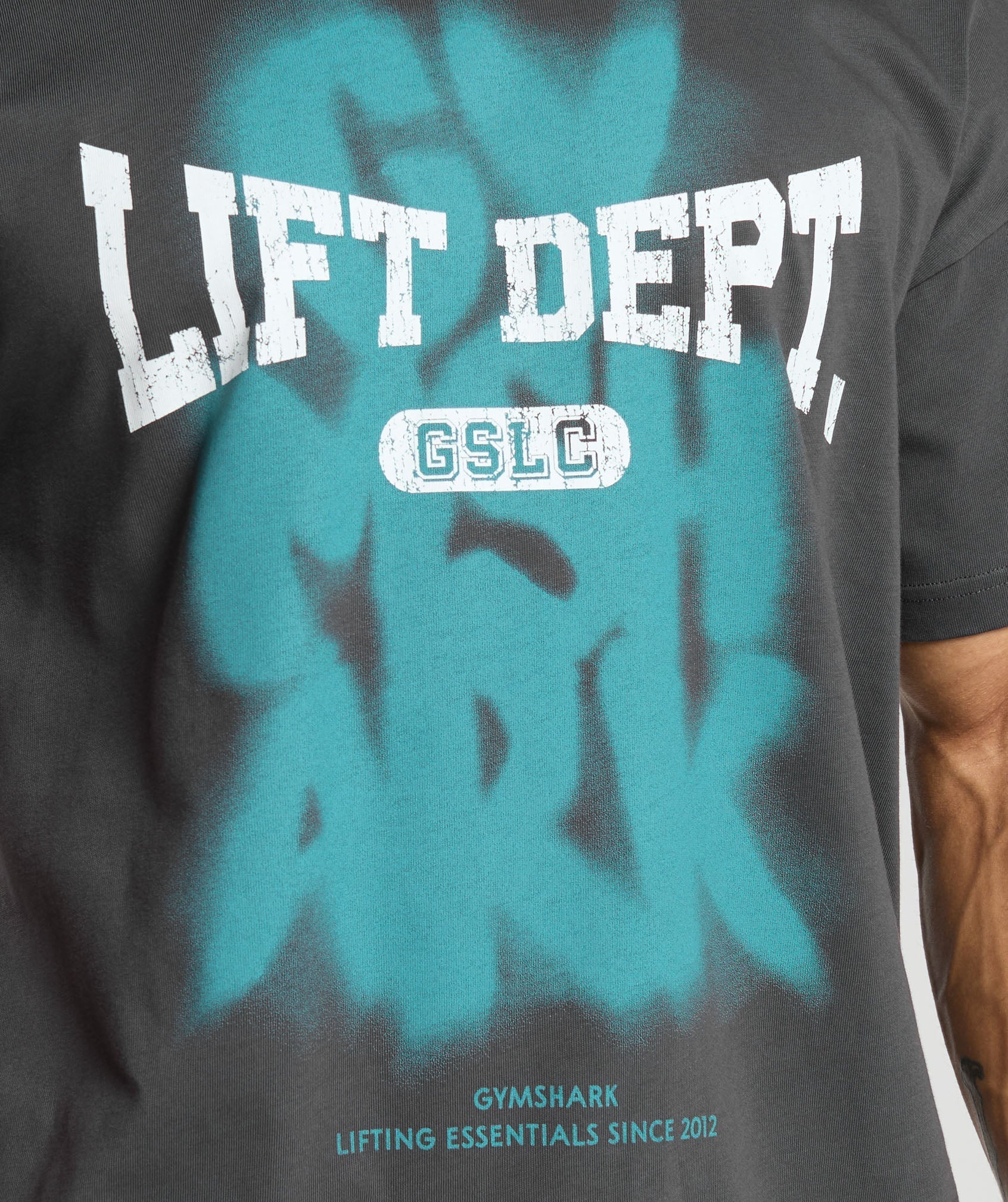 Gymshark Lifting Dept Graffiti T-Shirt - Asphalt Grey - Image 6