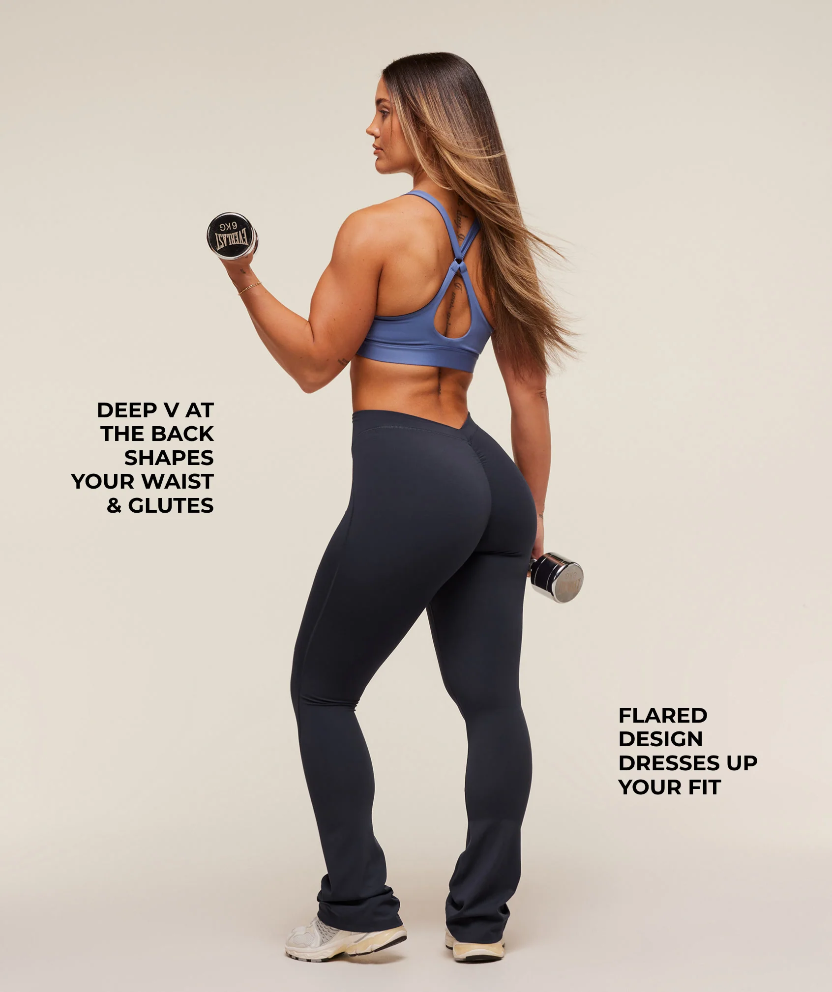 Gymshark Lifting Dipped Waistband Flared Leggings - Heavy Blue - Image 2