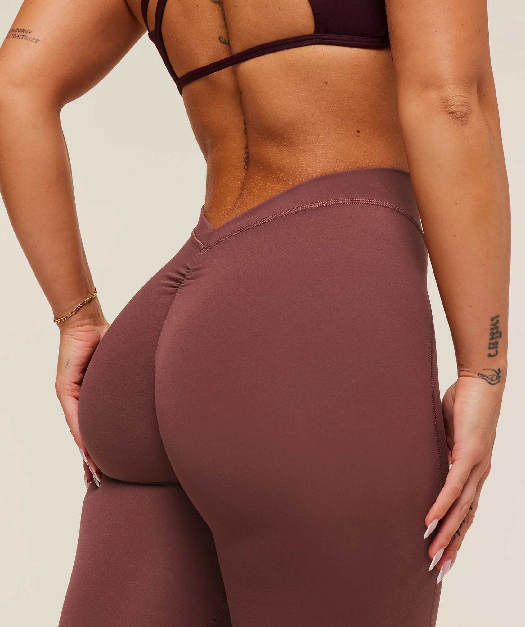 Gymshark Lifting Dipped Waistband Leggings - Burgundy Brown - Image 7